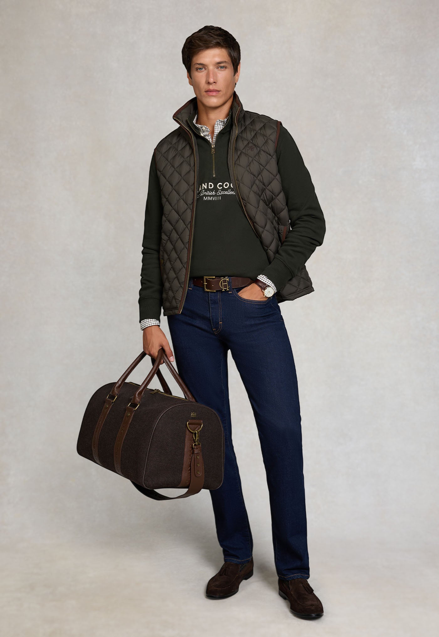 Men's Sporting Goods Zip Henley - Racing Green