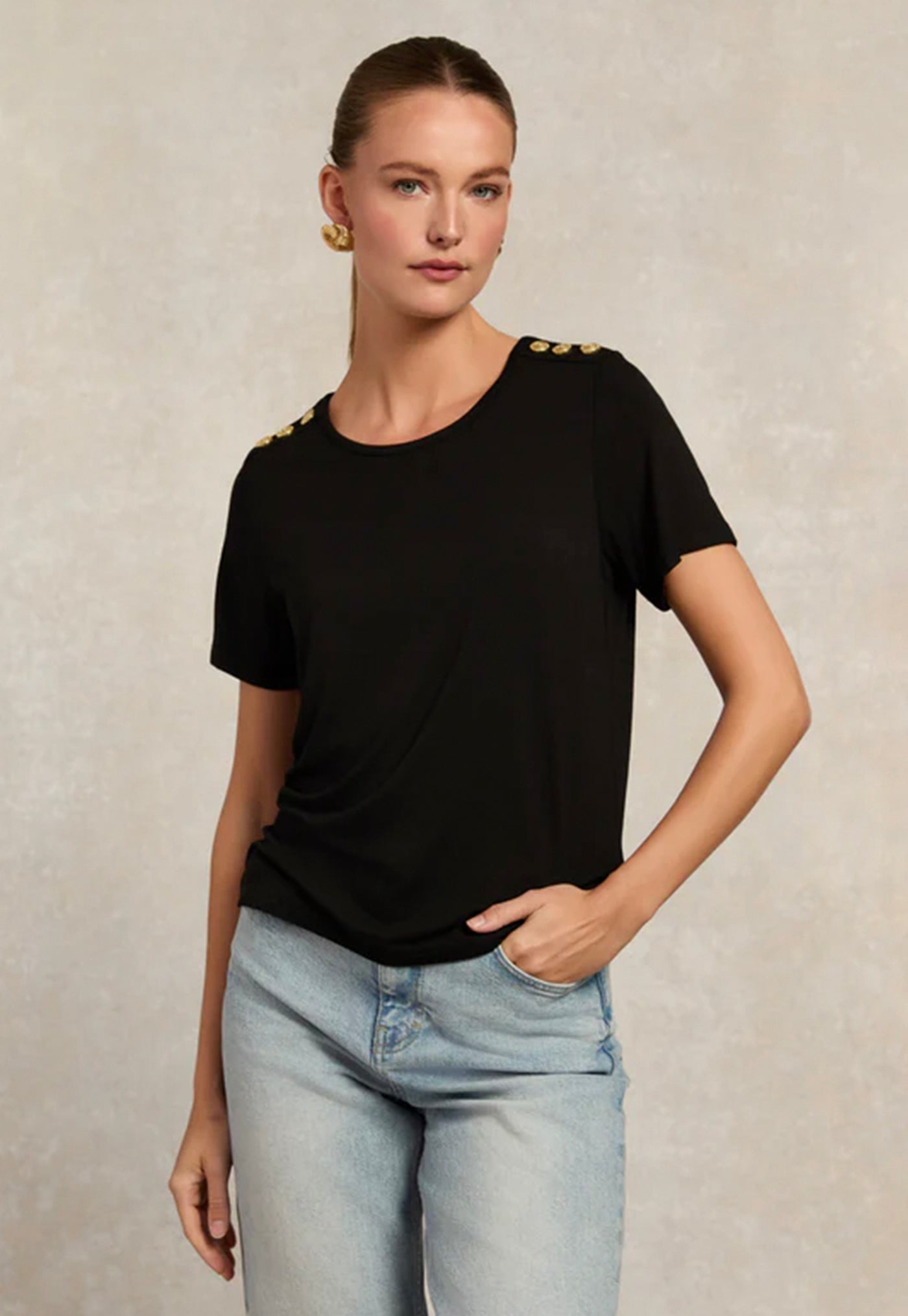 Relax Fit Crew Neck Tee - Black