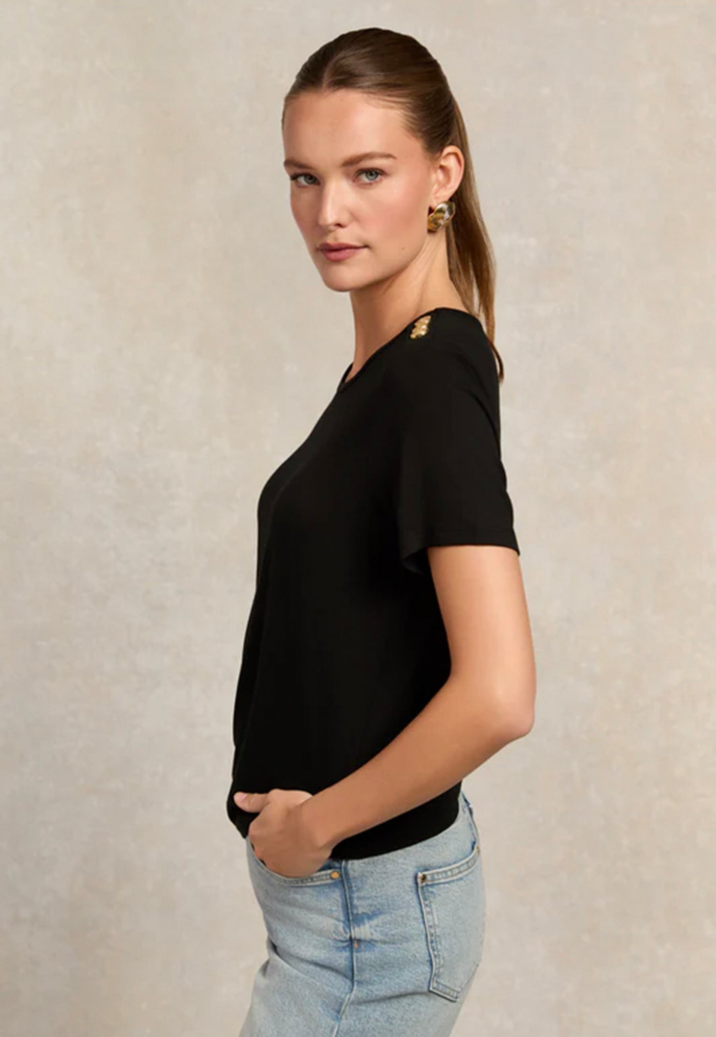 Relax Fit Crew Neck Tee - Black