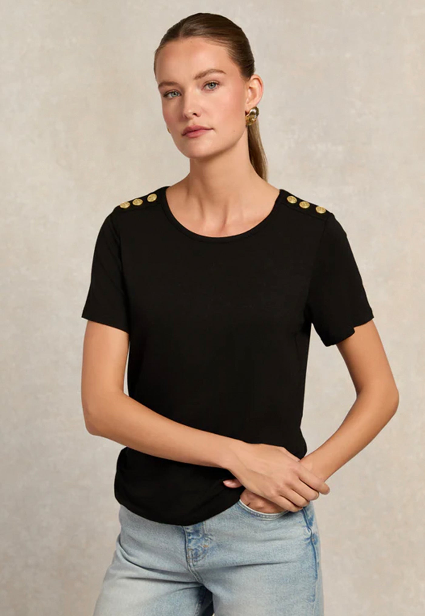 Relax Fit Crew Neck Tee - Black