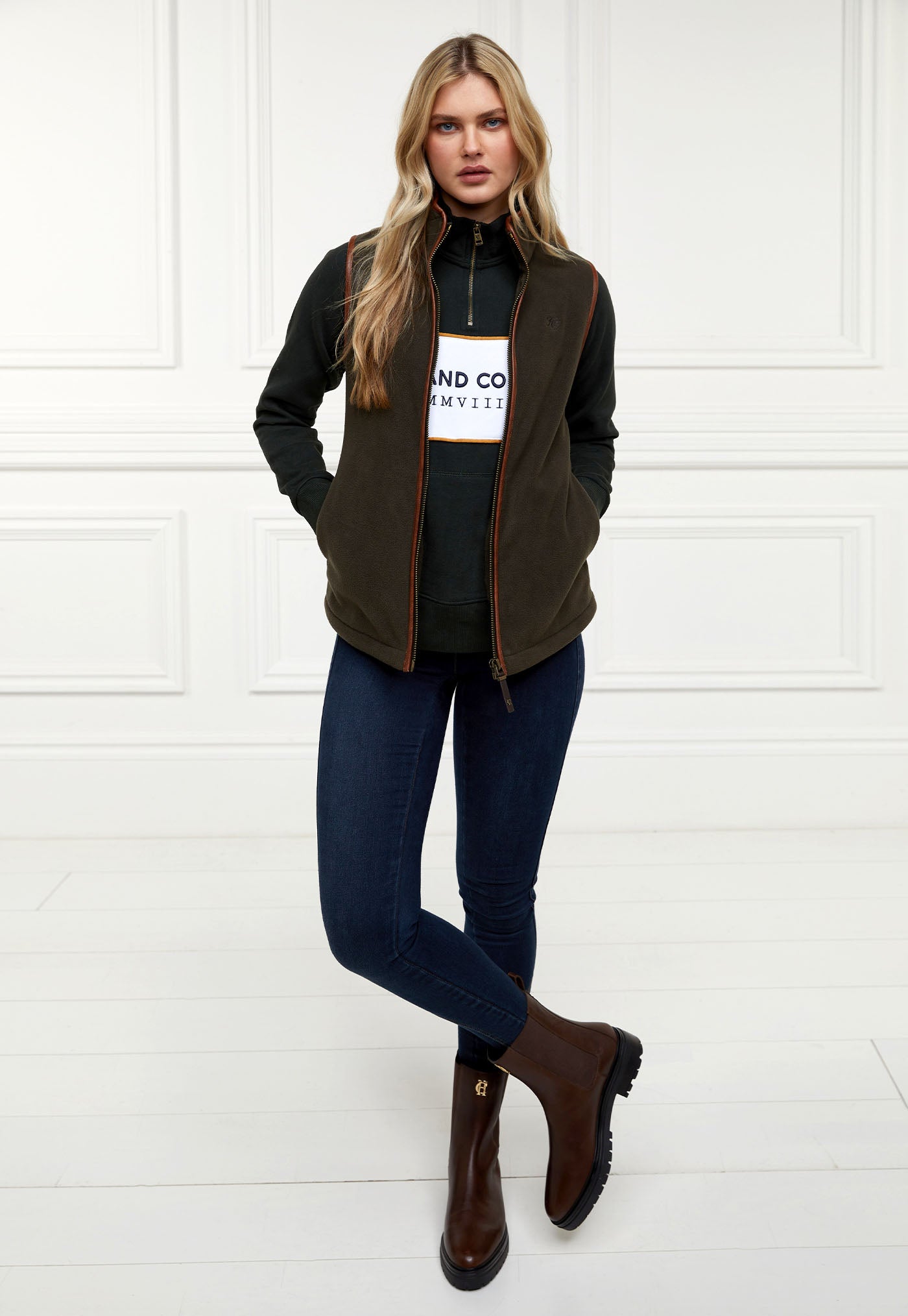 Sporting Goods Zip Henley - Racing Green