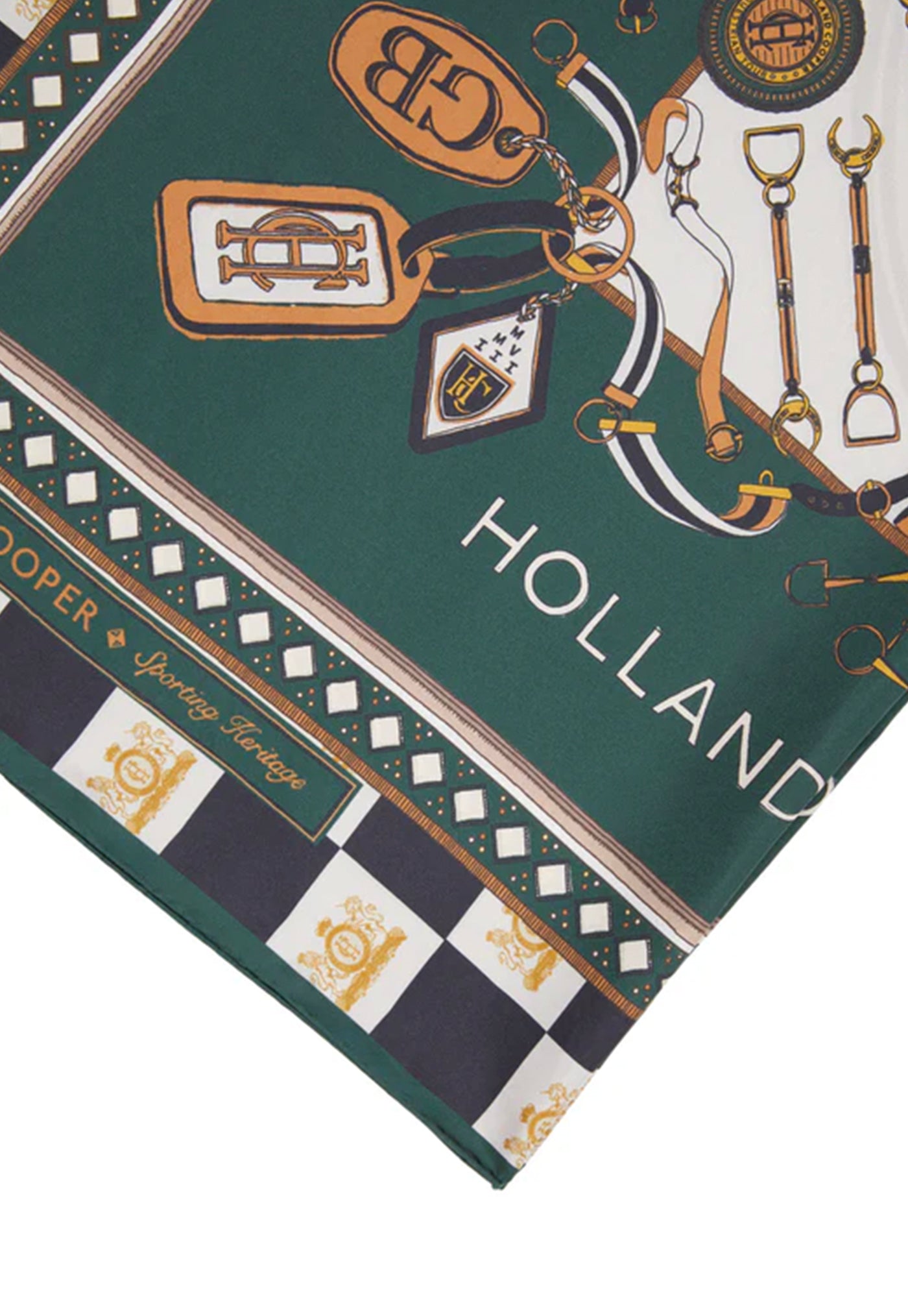 Stirrup Silk Scarf - Black Emerald