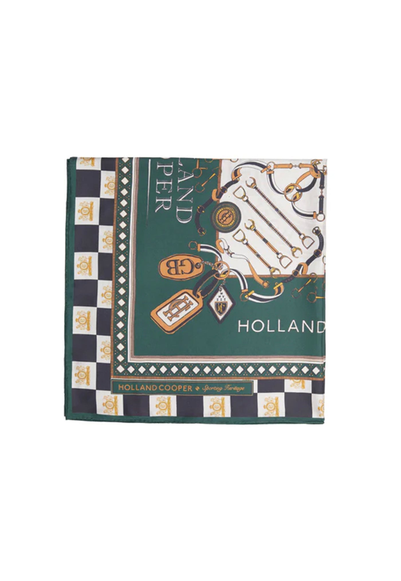 Stirrup Silk Scarf - Black Emerald