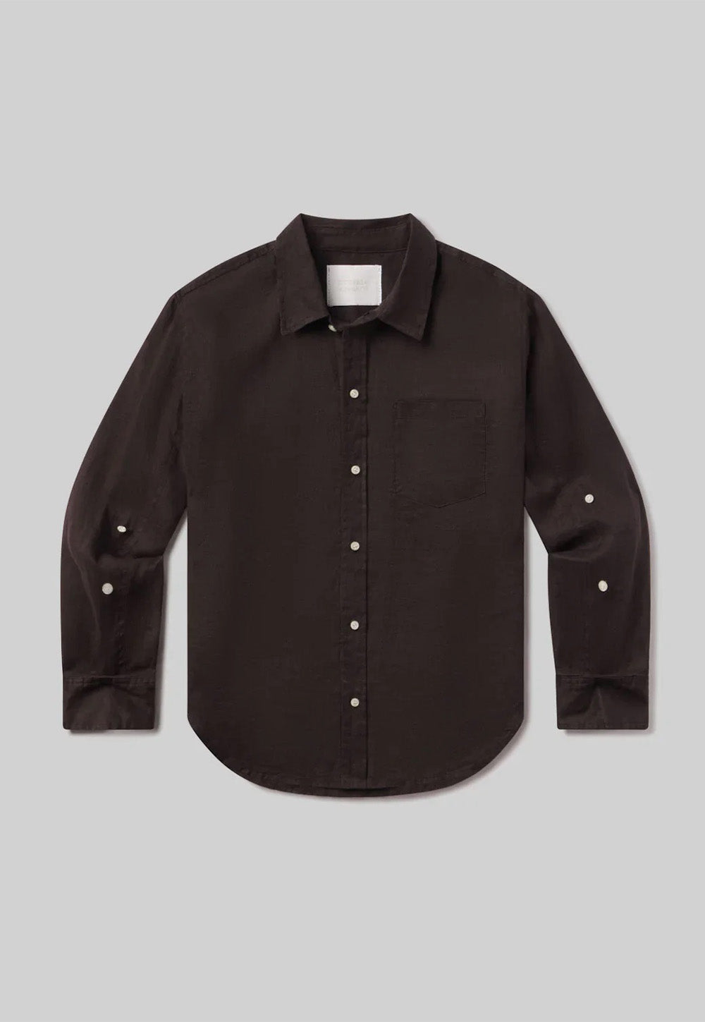 Kayla Shrunken Linen Shirt - Chocolate