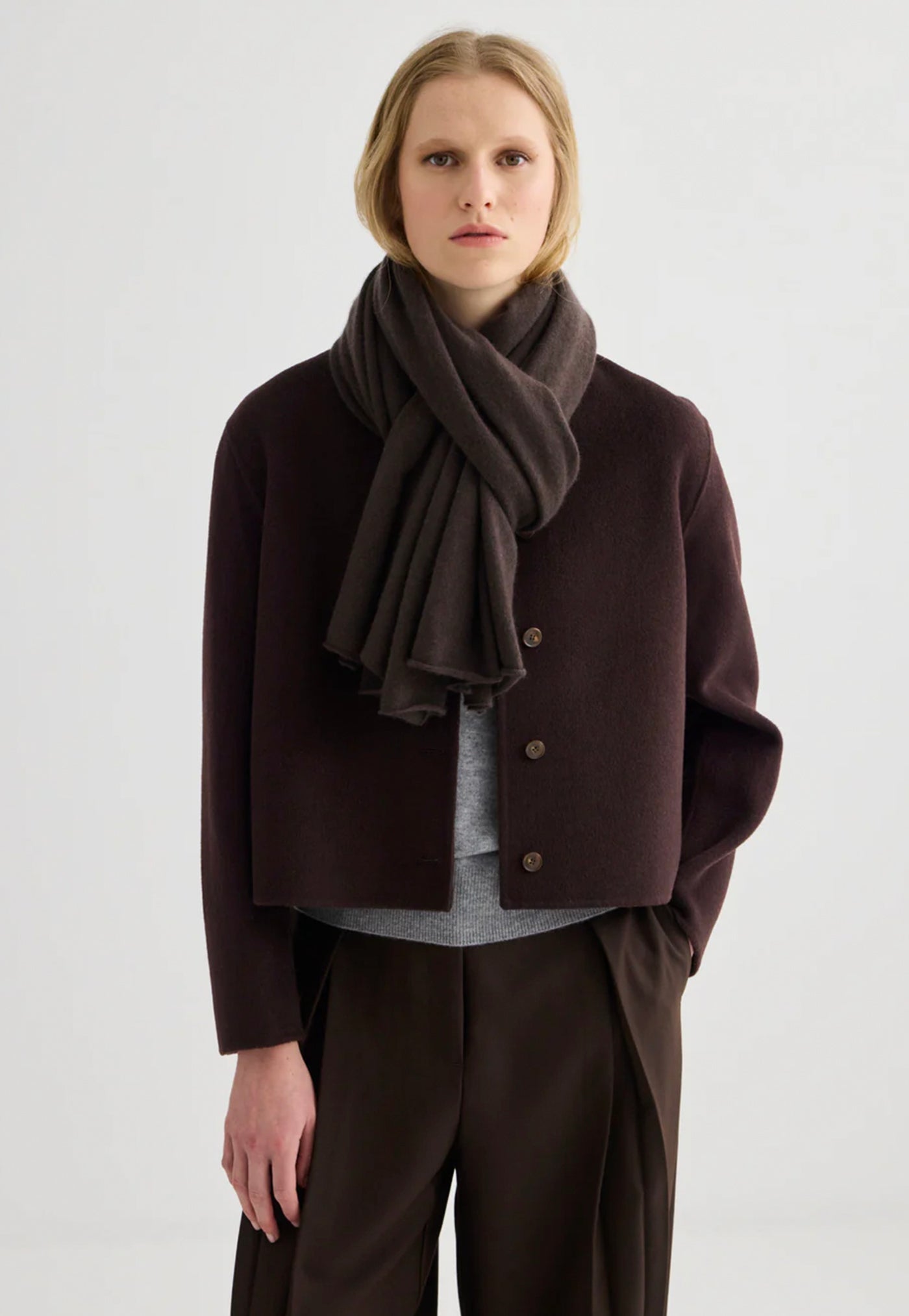 Cashmere Scarf 180 x 60cm - Bitter Chocolate