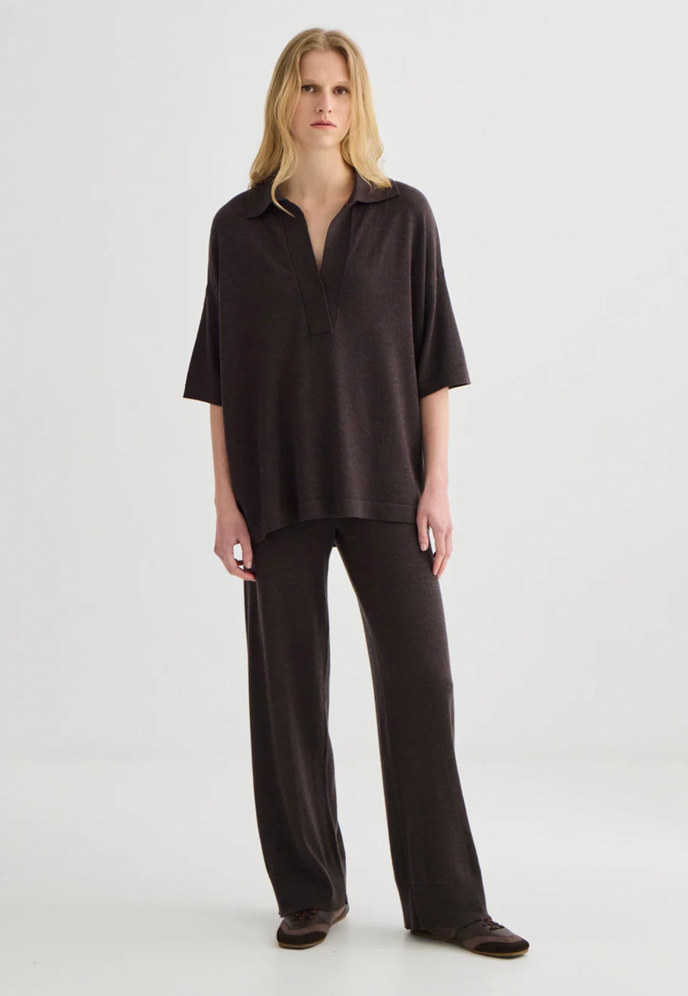 Relaxed Merino Polo - Truffle