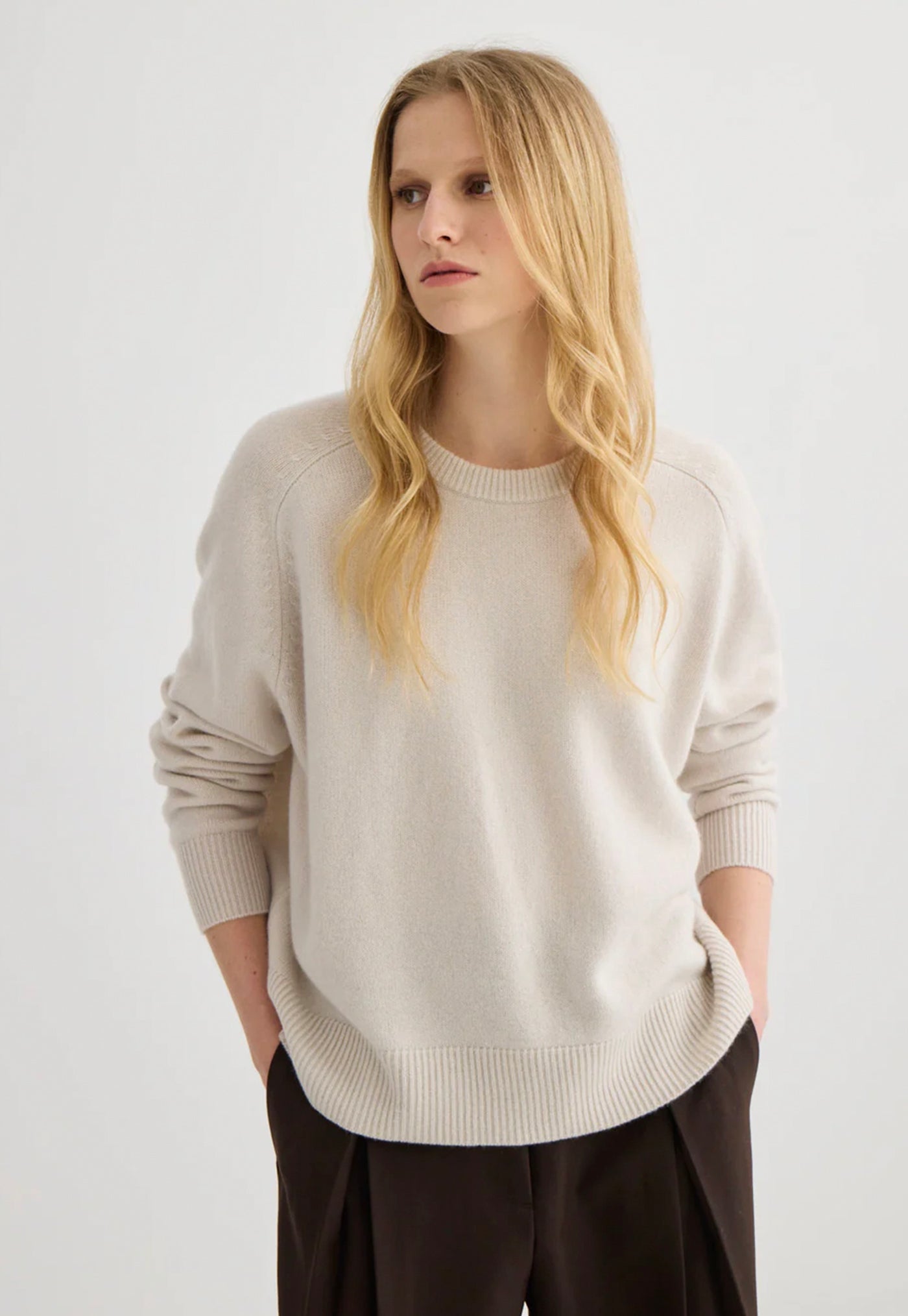 Cashmere Oversized Crewneck - Oyster
