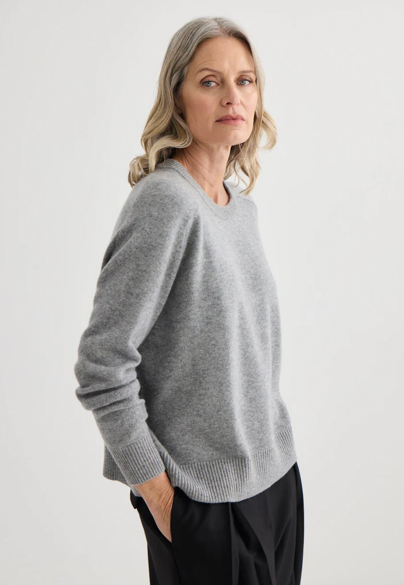Cashmere Oversized Crewneck - Grey Marle