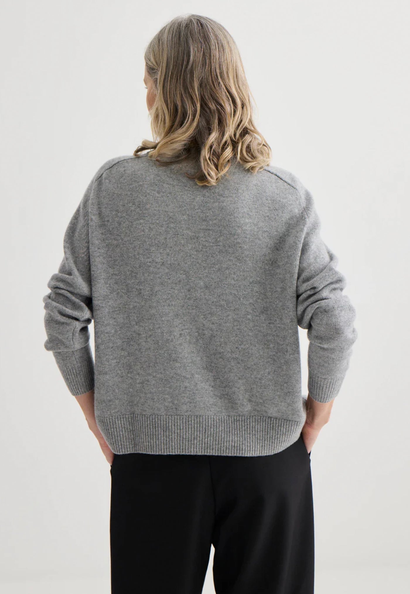 Cashmere Oversized Crewneck - Grey Marle