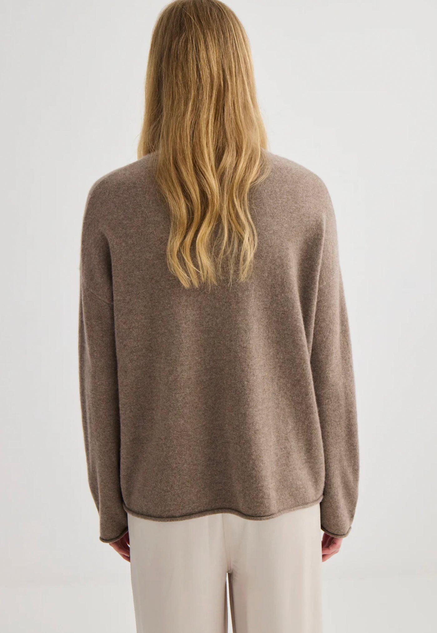 Mara Cashmere Funnel Neck - Cocoa Marle