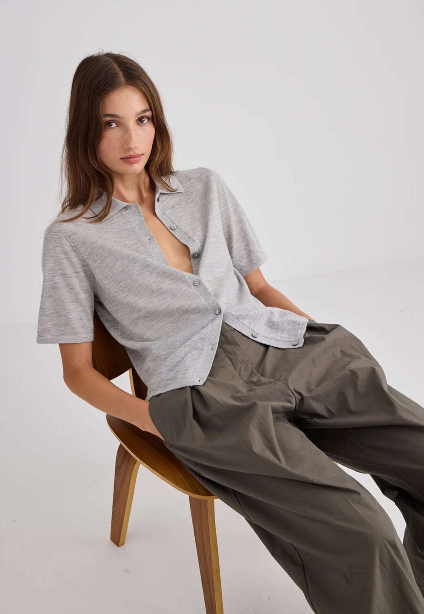 Featherlight Cashmere Shirt - Grey Marle