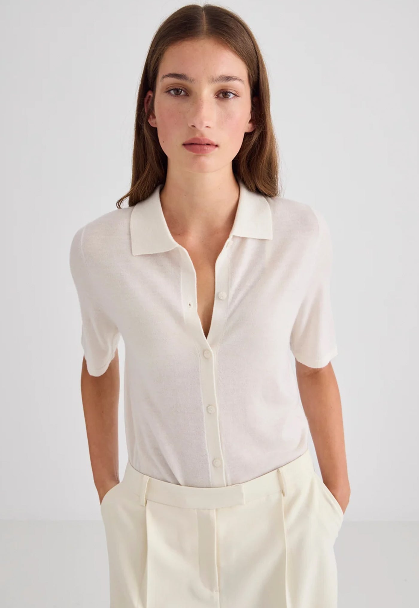 Featherlight Cashmere Shirt - Cream