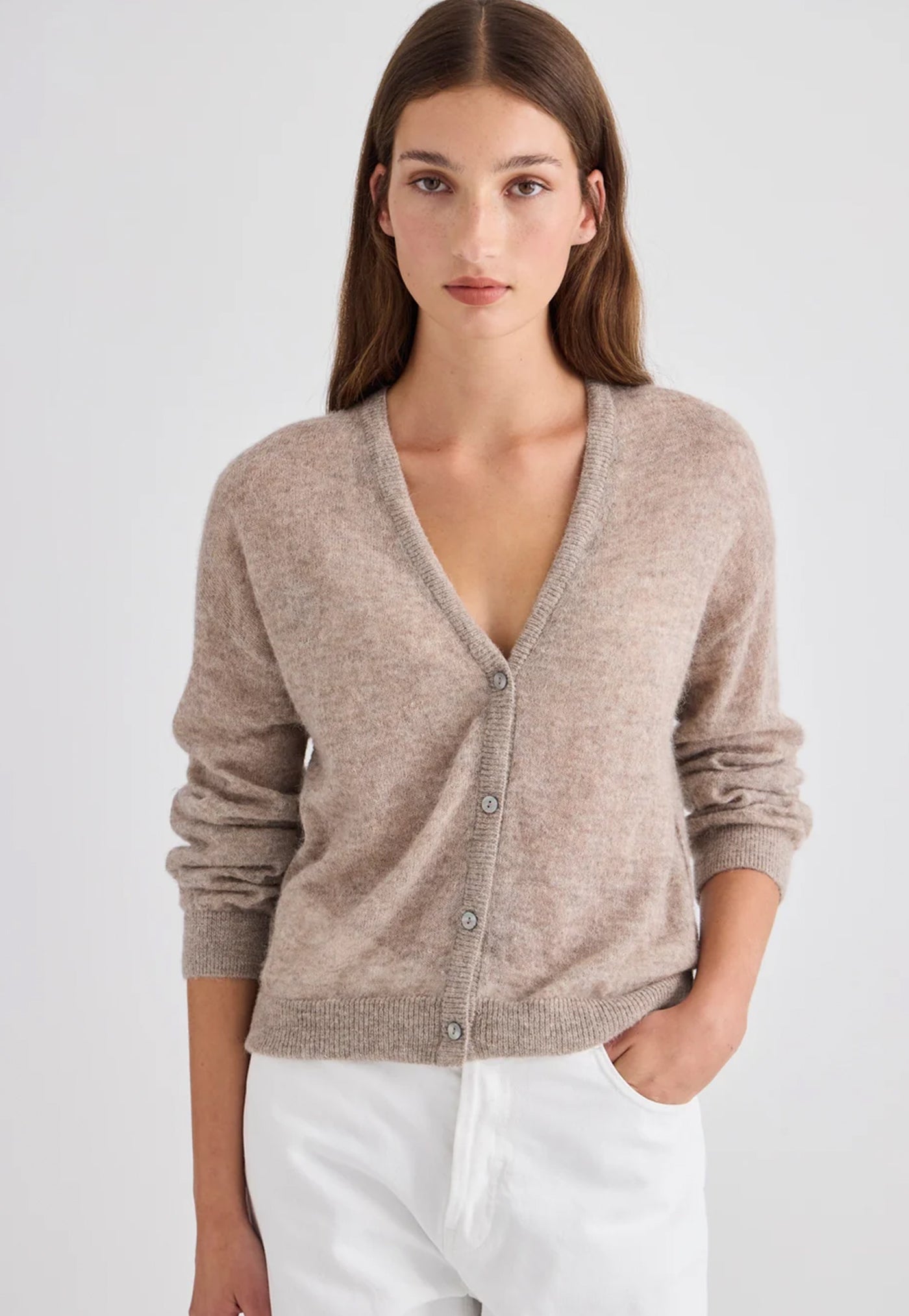 Mila Alpaca Cardigan - Hazel