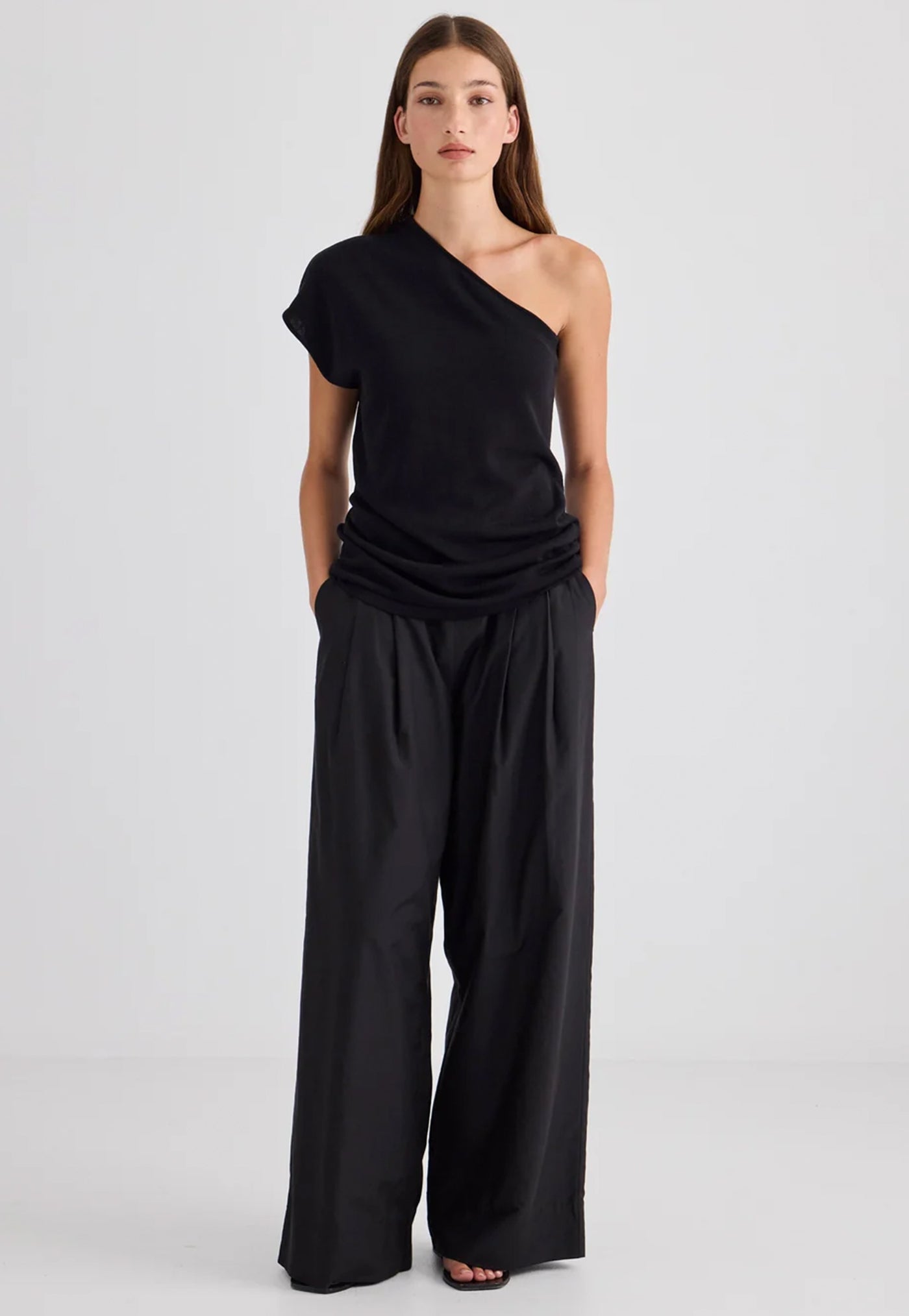 Signe One Shoulder Top - Black