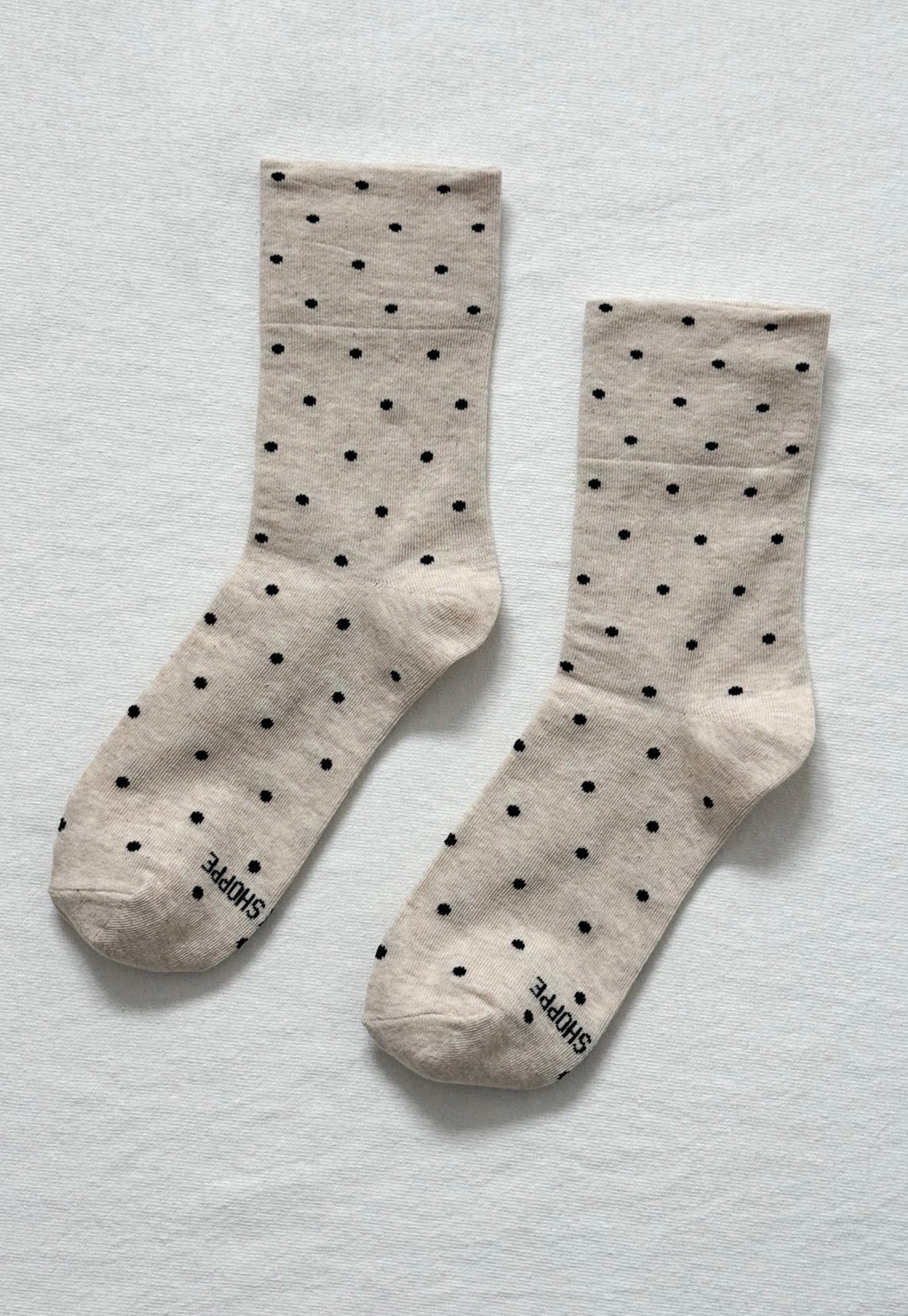 Polka Dot Sneaker Socks - Oatmeal/Black