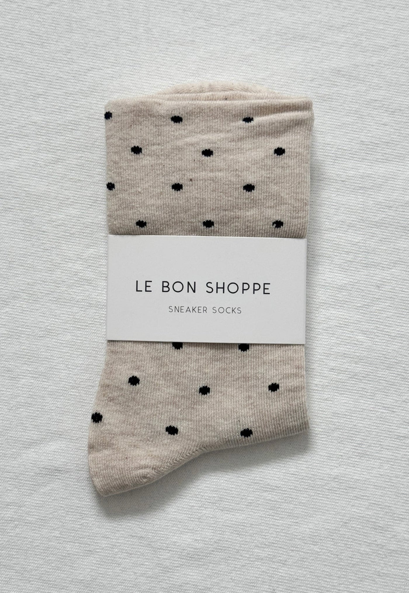Polka Dot Sneaker Socks - Oatmeal/Black