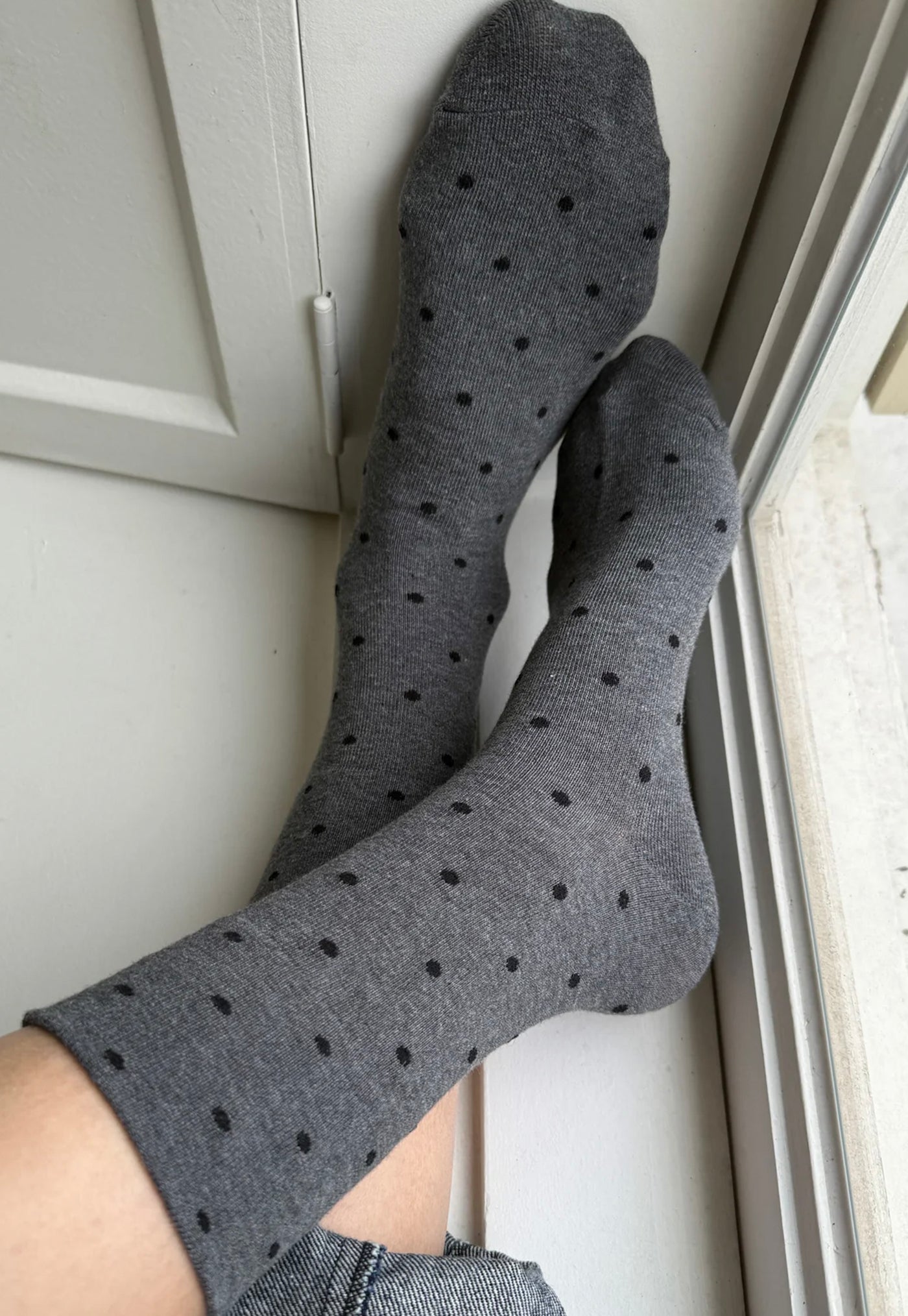 Polka Dot Sneaker Socks - Charcoal/Black