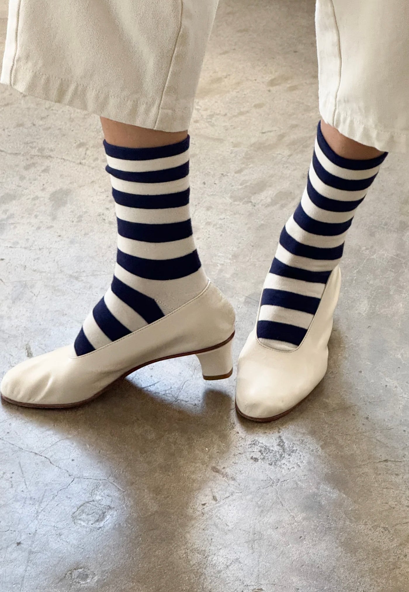 Wally Socks - Wide Navy/Stripe