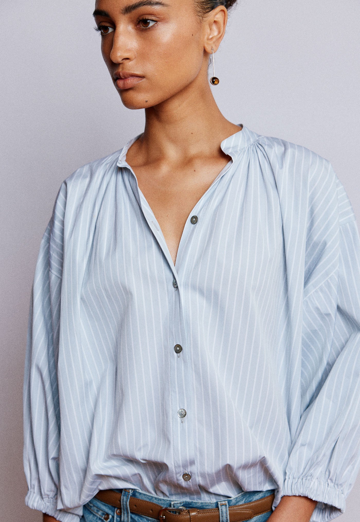 Everyday Blouse - Cloud Grey Stripe