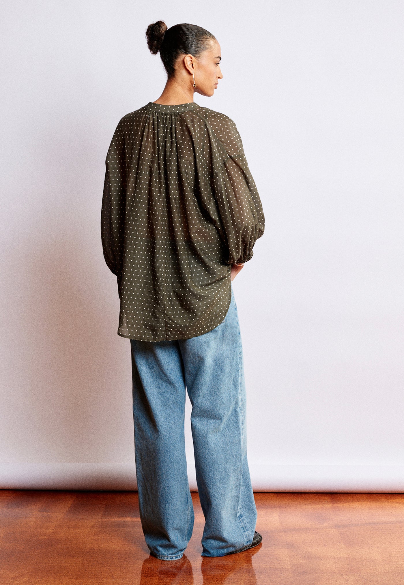 Everyday Blouse - Olive Polka Dot