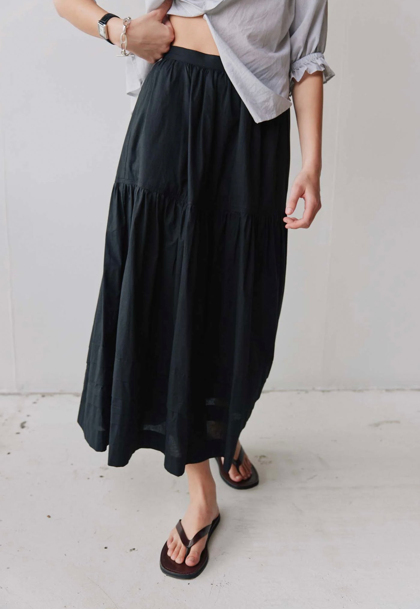Field Skirt - Black Cotton Voile