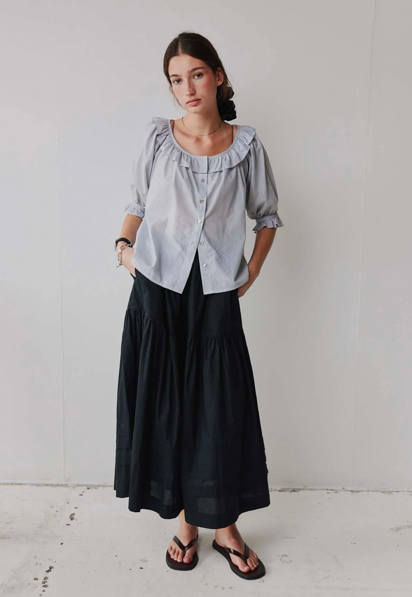Field Skirt - Black Cotton Voile
