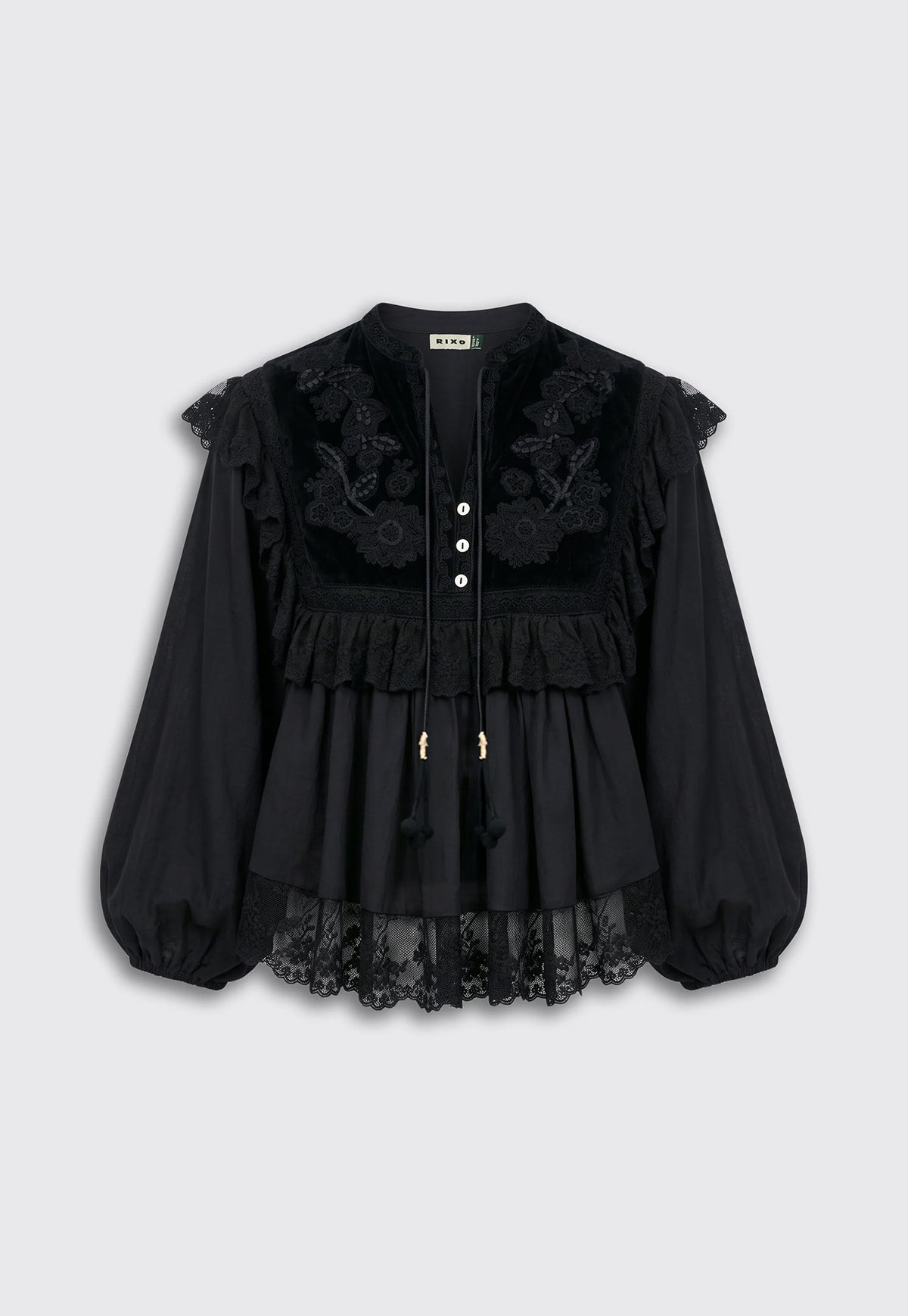 Diann Top - Lilly Embroidery Black