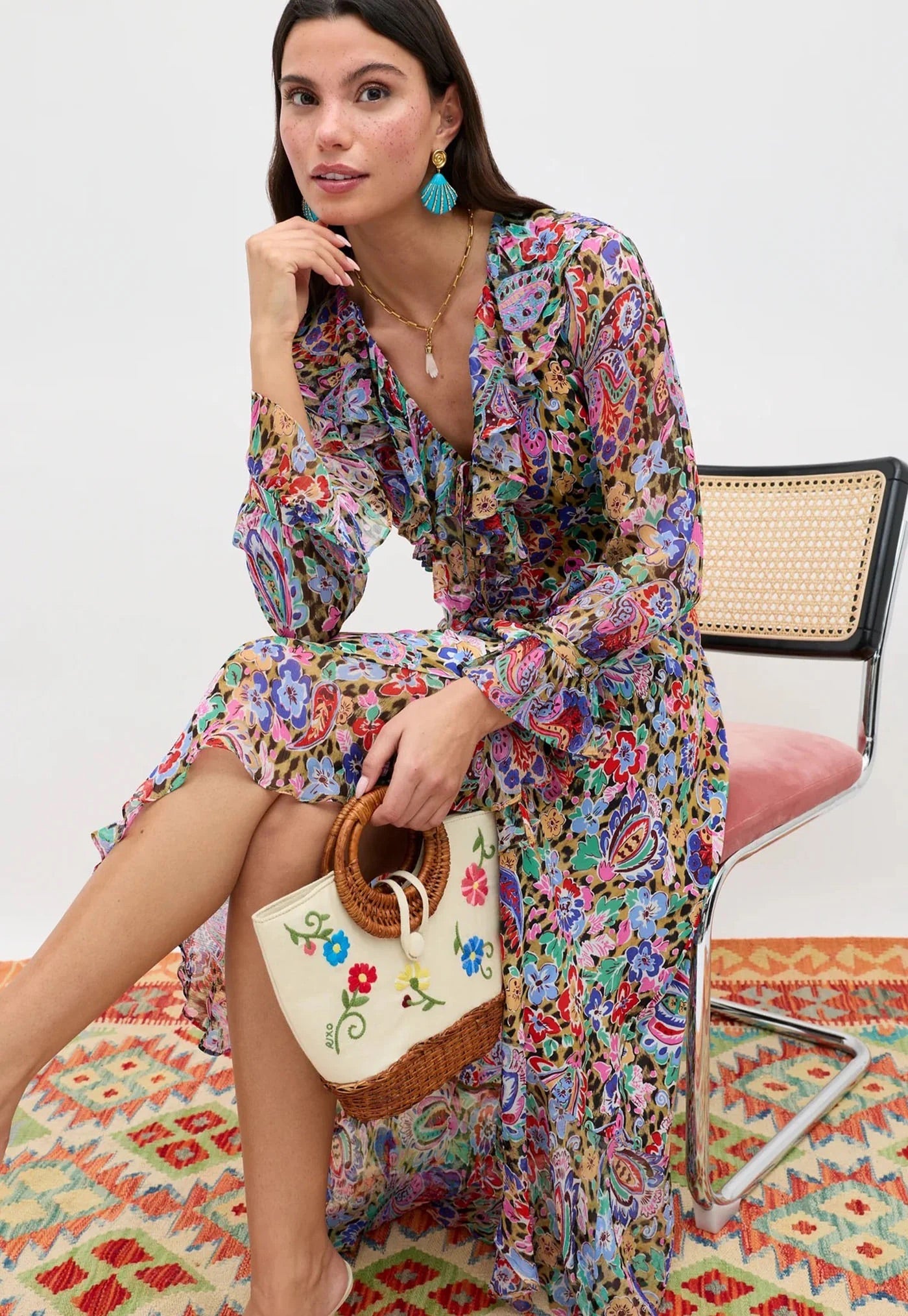 Gracye Dress - Cara Floral Leopard Brown
