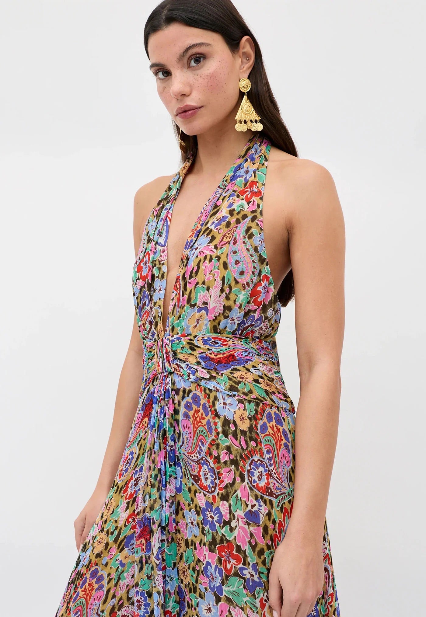 Alaina Dress - Cara Floral Leopard Brown