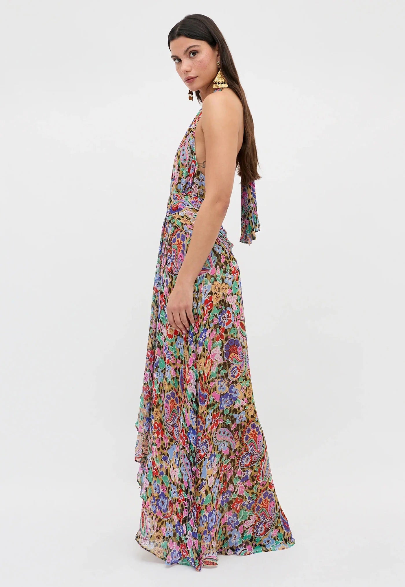 Alaina Dress - Cara Floral Leopard Brown