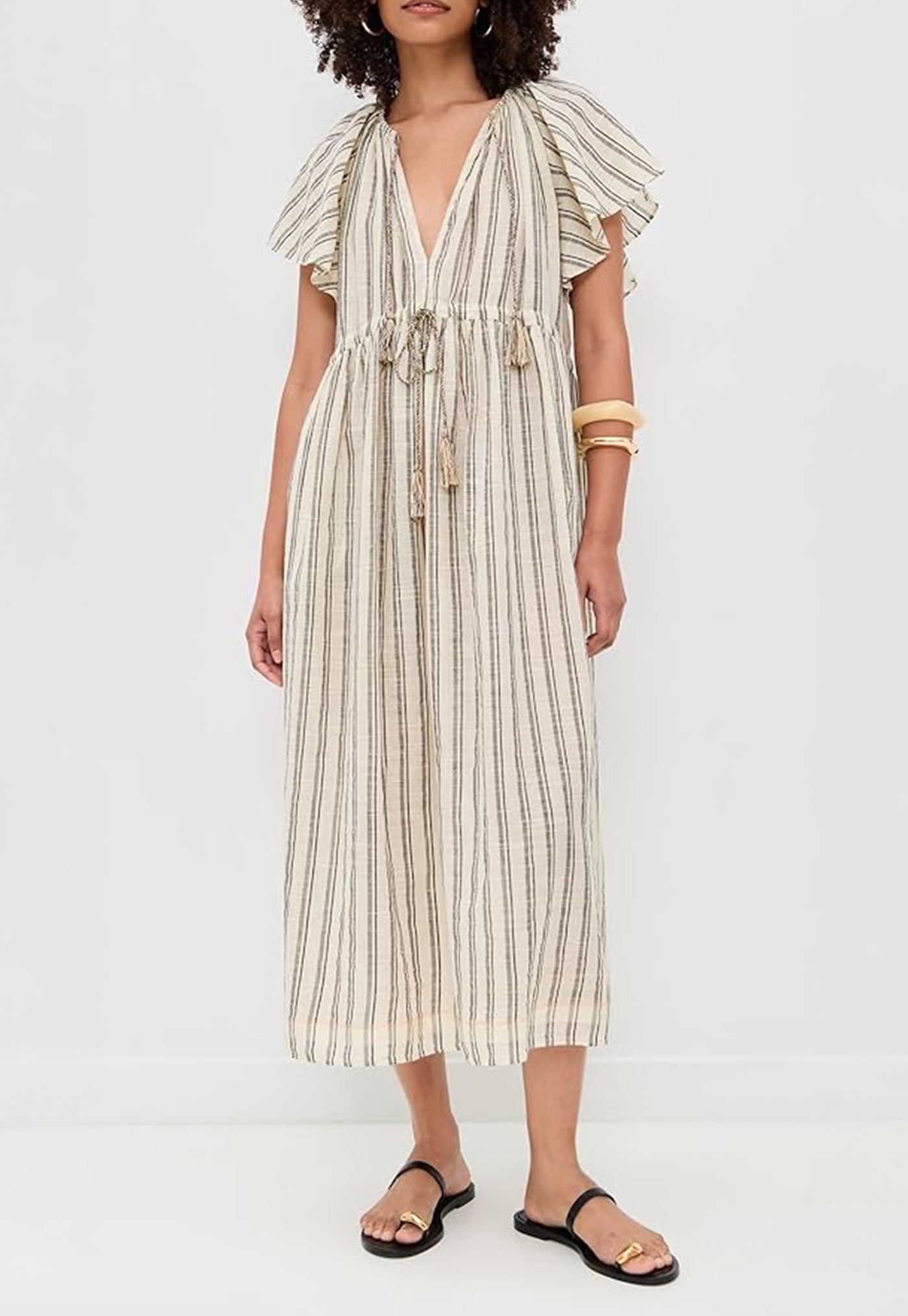 Ariane Striped Dress Coverup - Cowrie Stripe