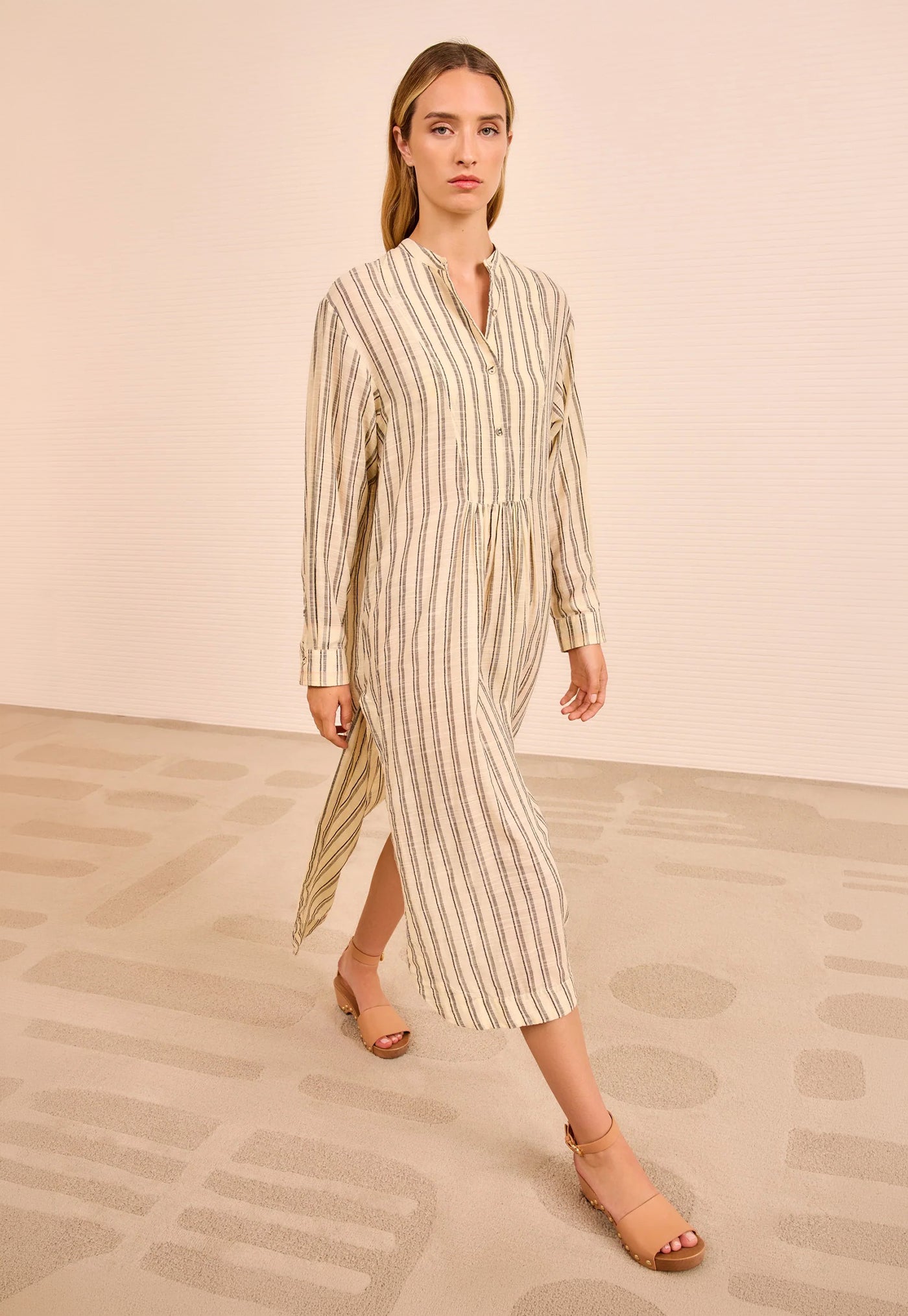 Brita Striped Dress Coverup - Cowrie Stripe