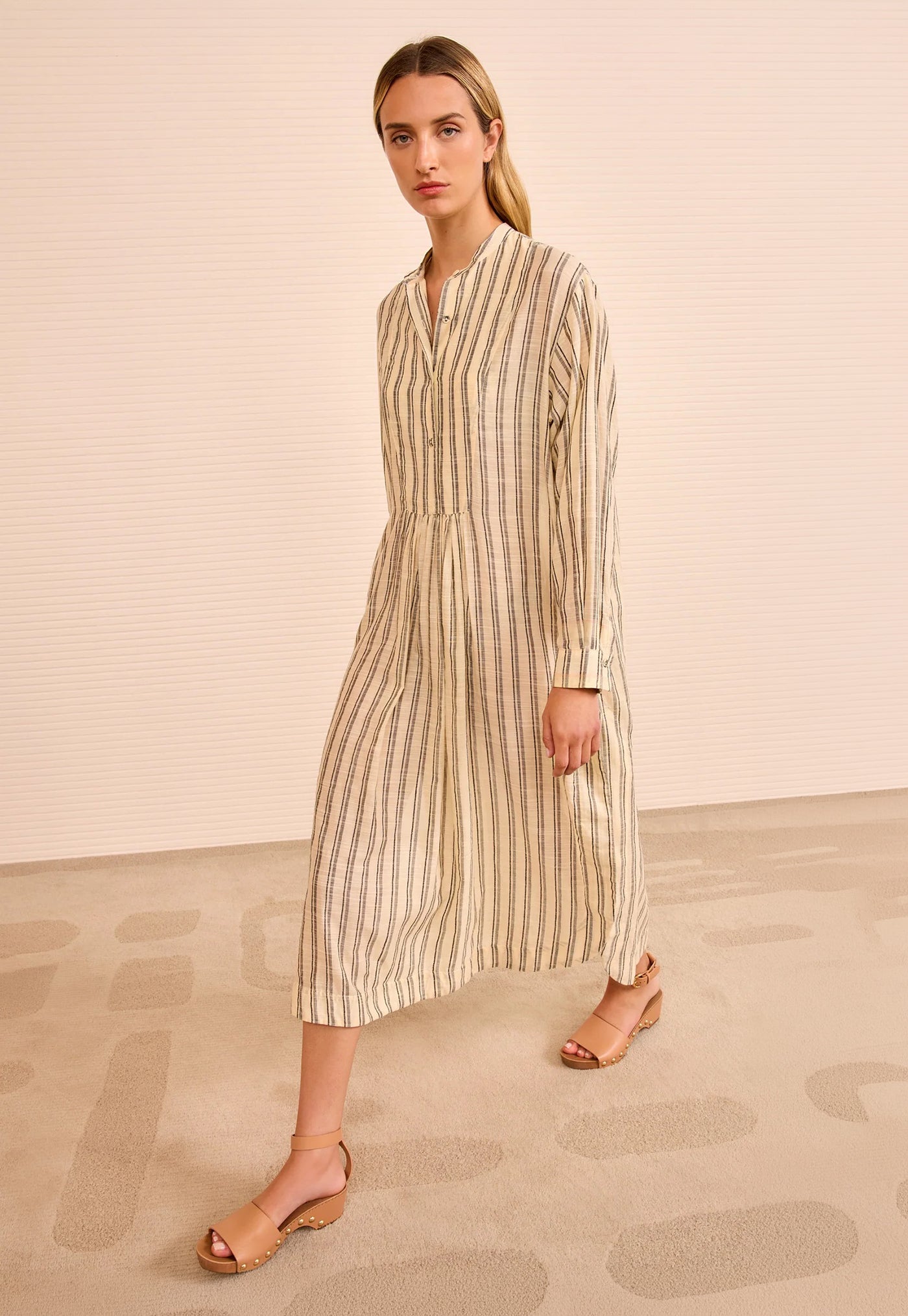 Brita Striped Dress Coverup - Cowrie Stripe