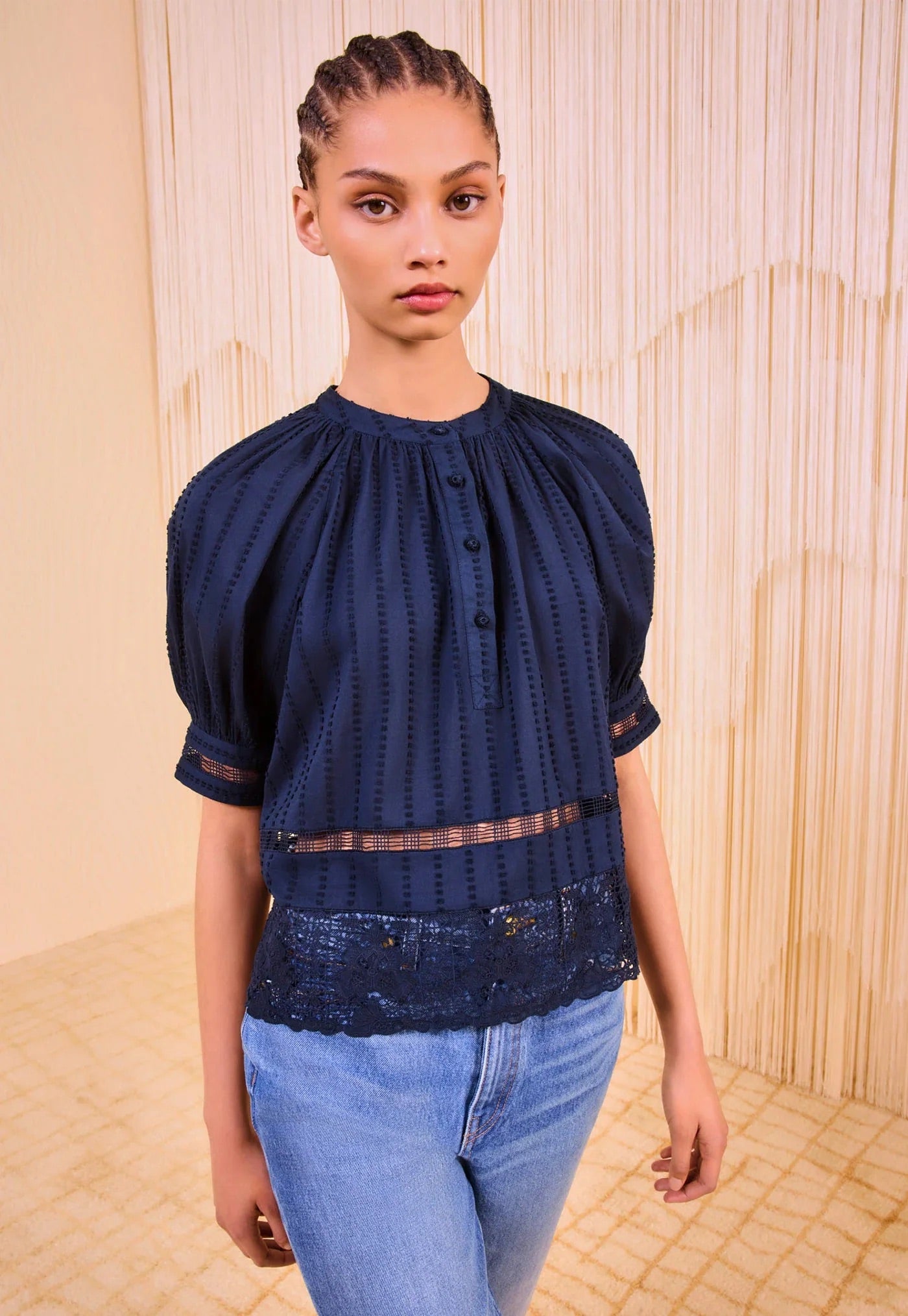 Faye Puff Sleeve Blouse - Midnight