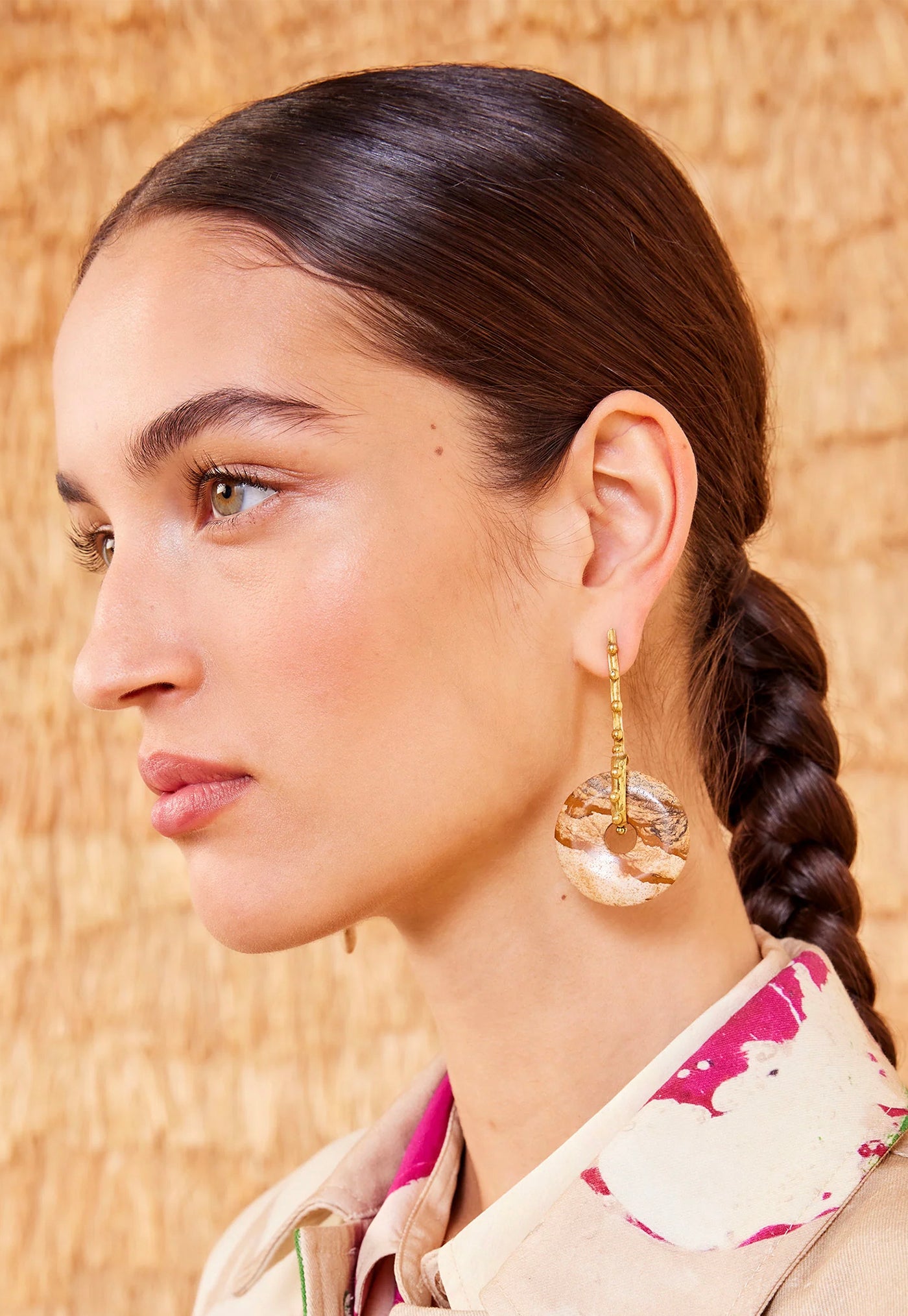 Isla Geo Stone Earrings - Picture Jasper