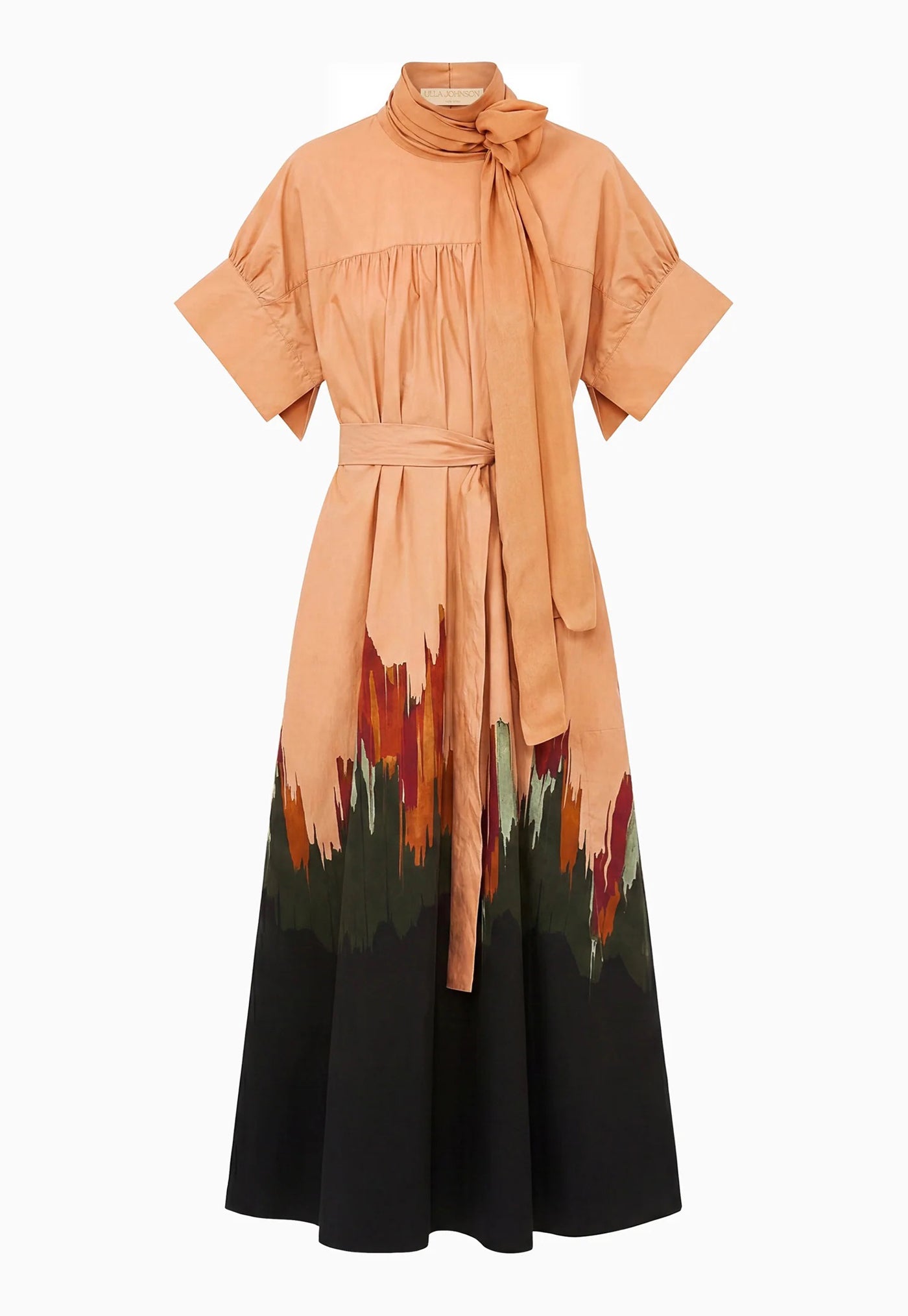 Studio Cotton Dress with Chiffon Tie - Agate