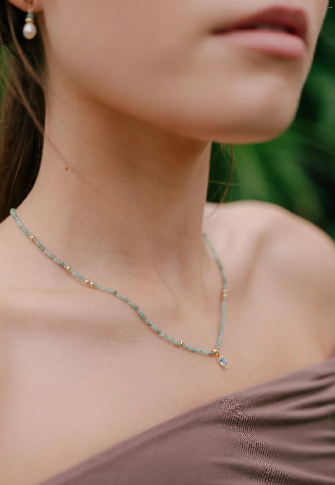 Magic Trip Moonstone Longer Necklace - Gleaming Emerald