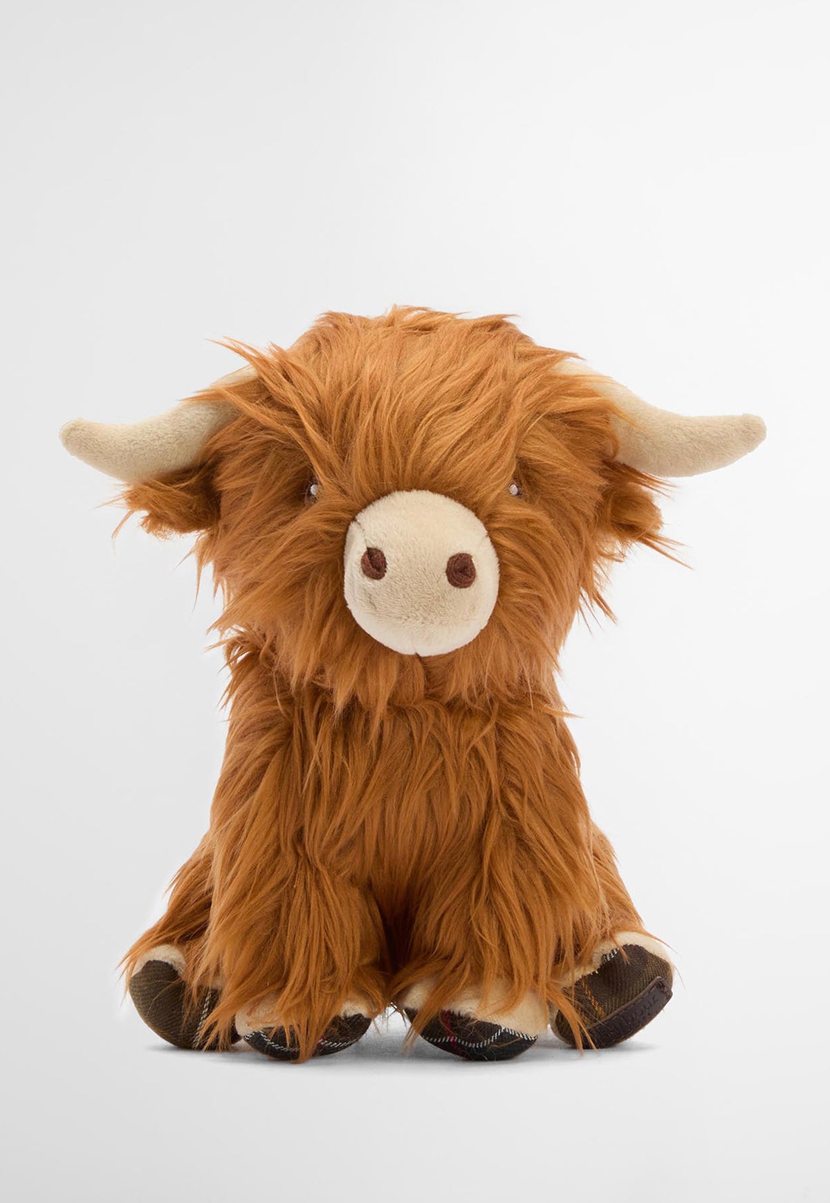 Barbour Highland Cow Dog Toy featuring a soft plush Highland cow design.