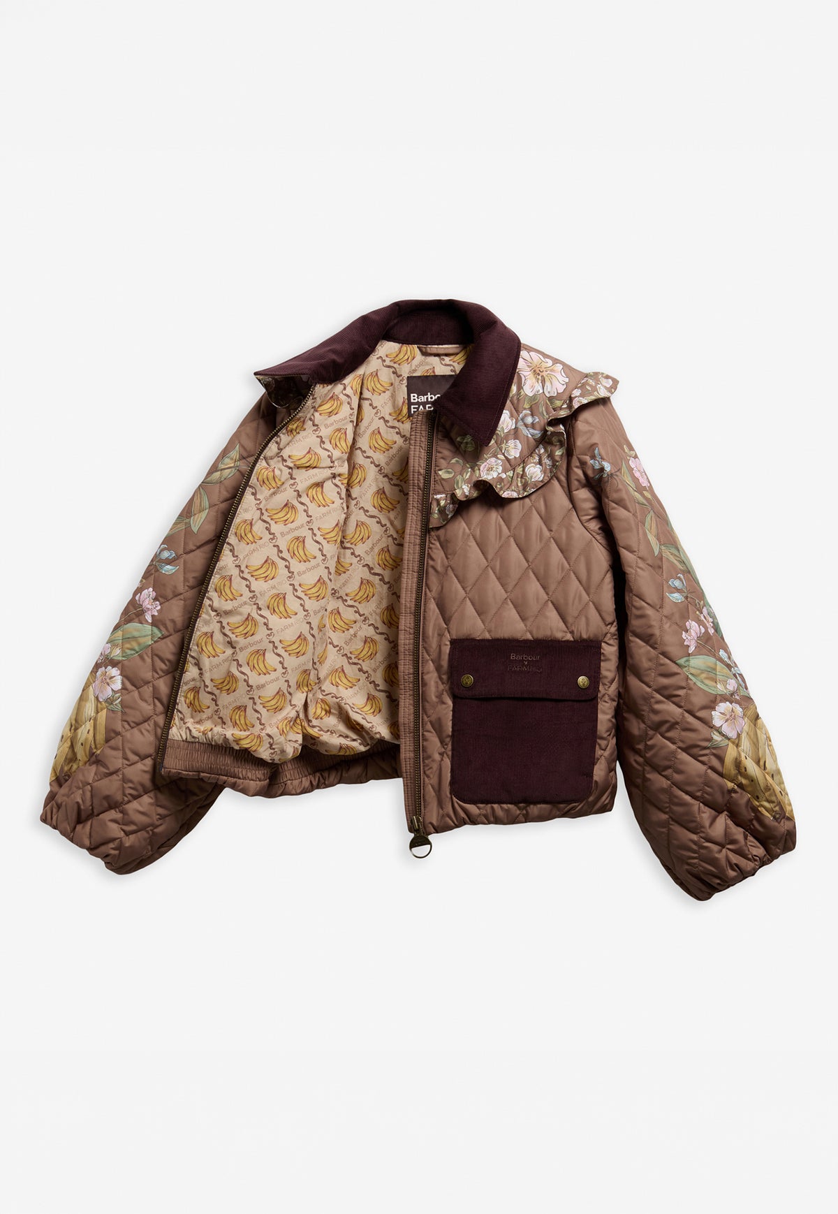 Barbour x Farm Rio Anamaria Quilted Jacket - Heart of Tropics/Banana Print