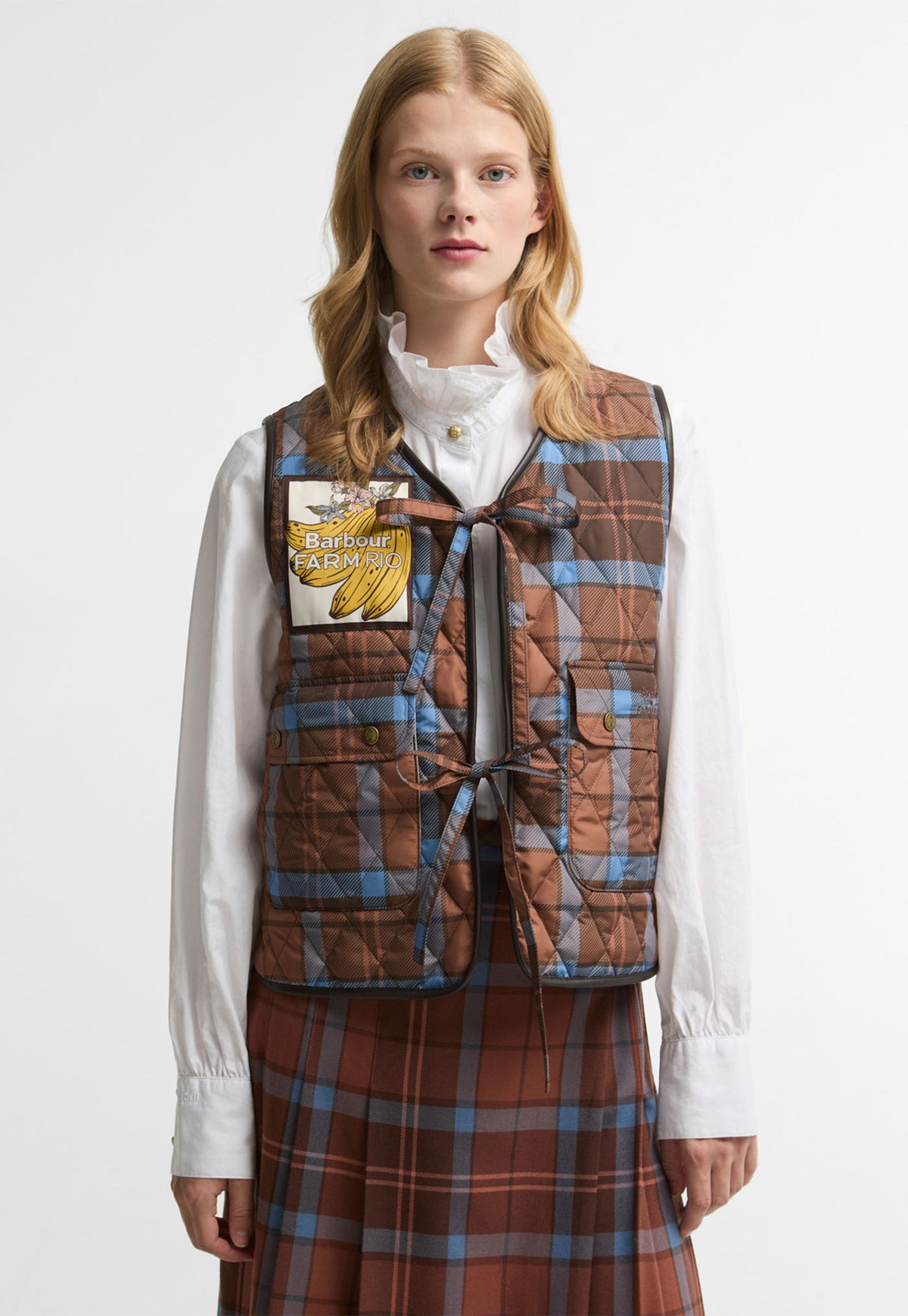 Barbour x Farm Rio Fernanda Liner - Tropical Tea Tartan/Brown Banana
