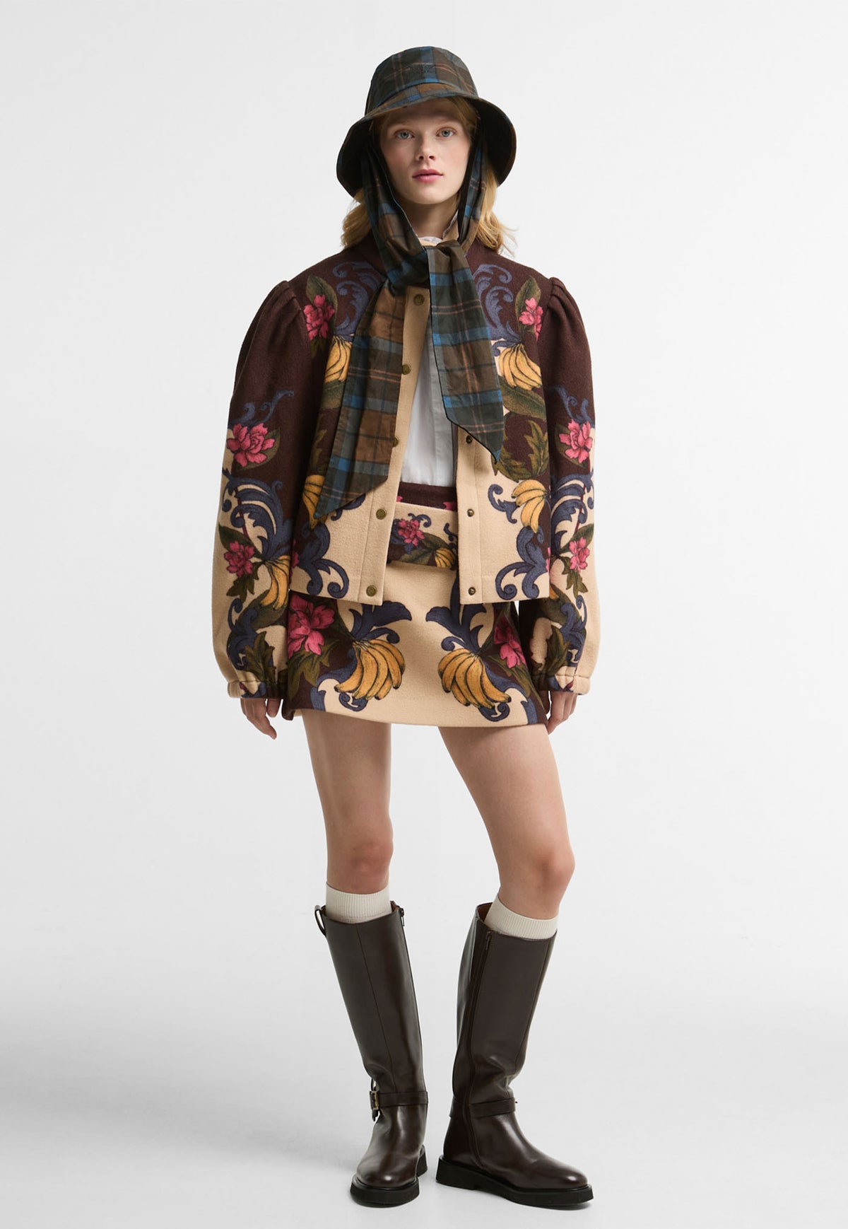 Barbour x Farm Rio Leonoria Bucket Hat - Tropical Tea Tartan