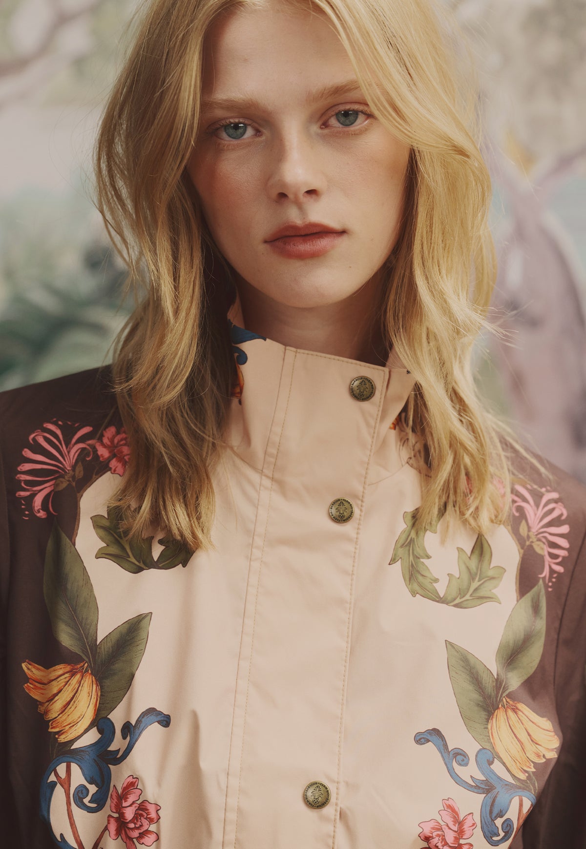 Barbour x Farm Rio Mandevilla Showerproof Jacket - Bloom Inbetween/Brown Banana