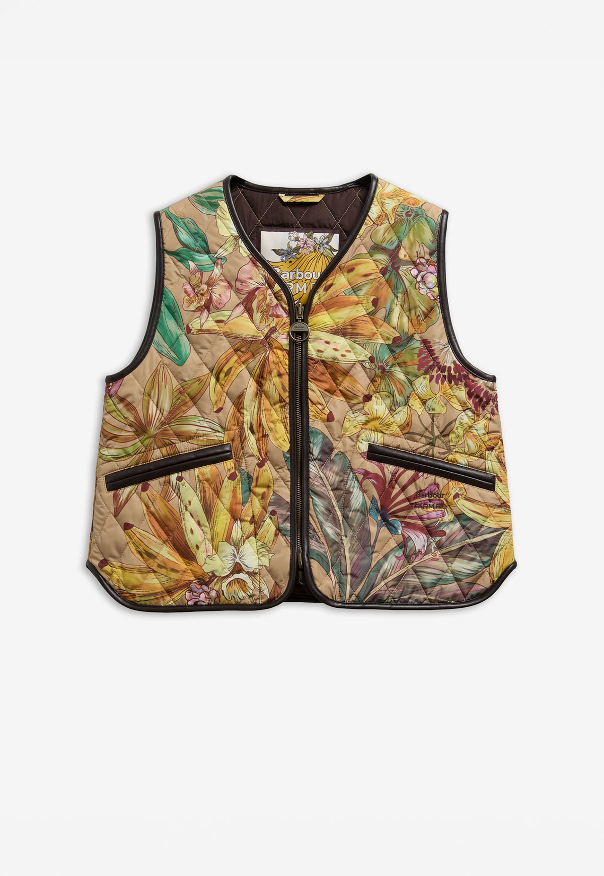 Barbour x Farm Rio Reversible Alpinias Quilted Liner - Banana Grove/Rustic