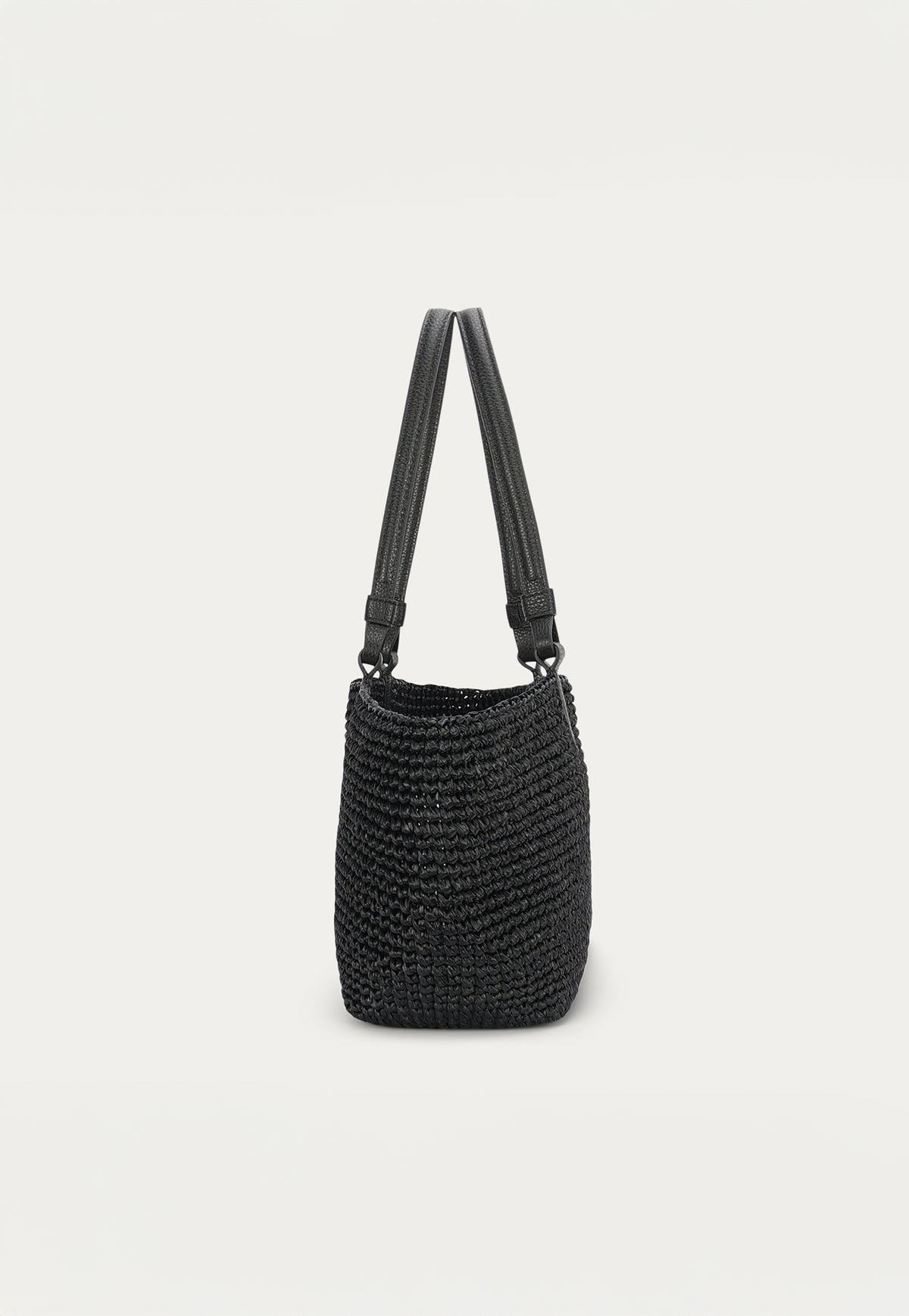 Medium Bandit Tote - Black Raffia