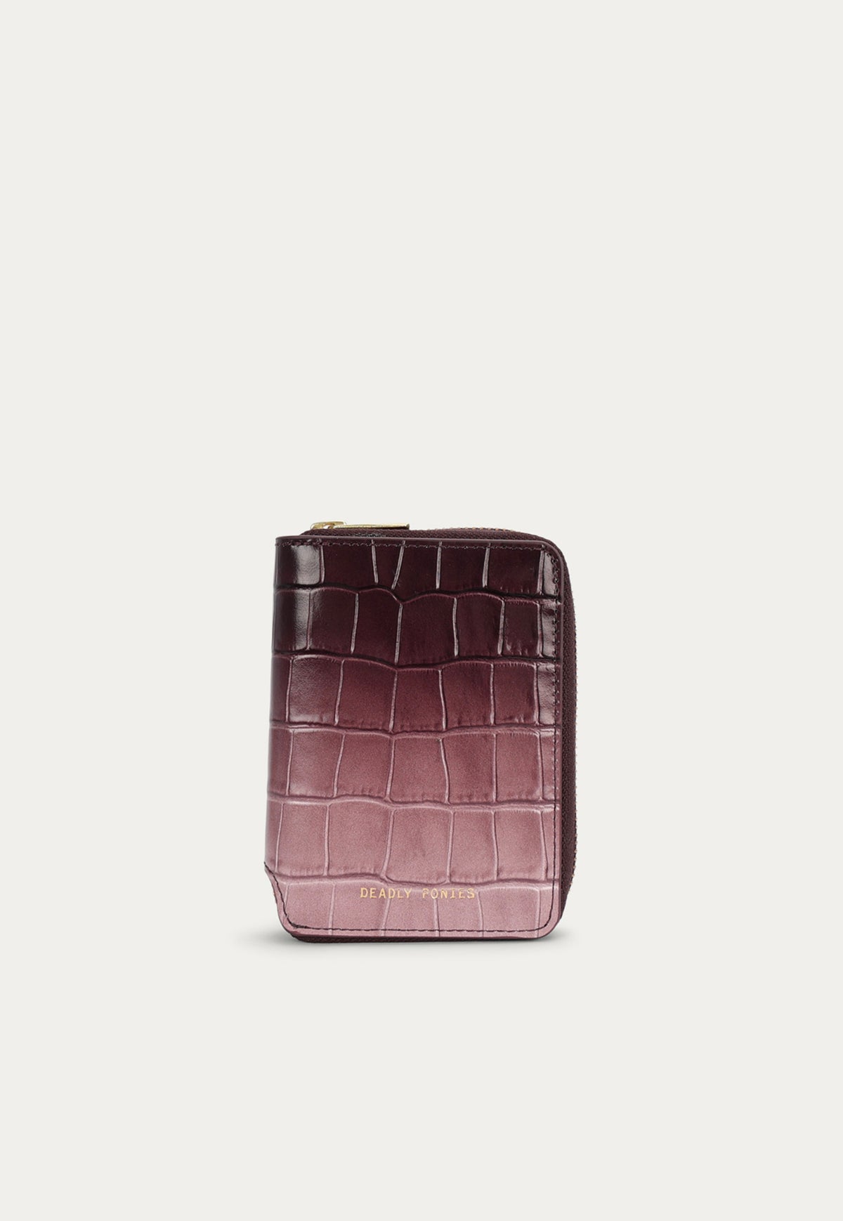 Deadly Ponies Mini Wallet in Eclipse Croc showcasing the embossed leather and ombre colourway.