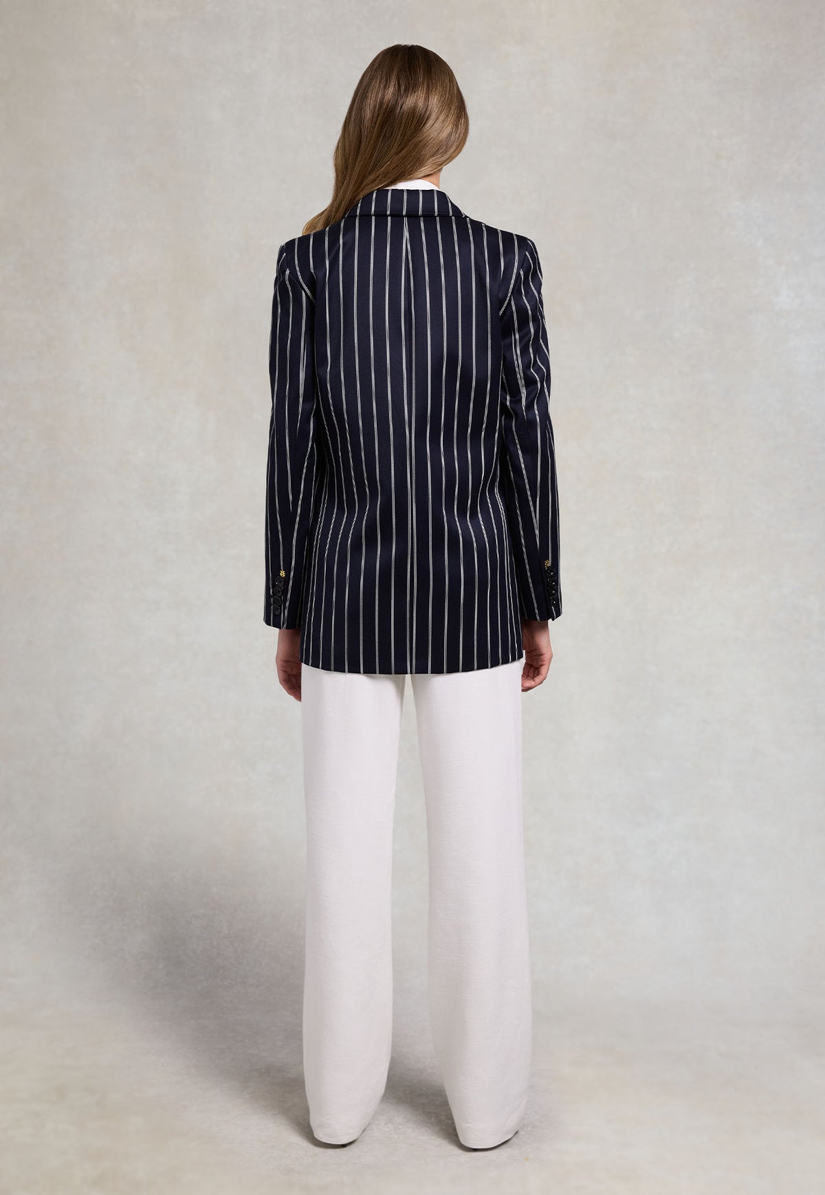 Single Breasted Belgravia Blazer - Ink Navy Wide Stripe