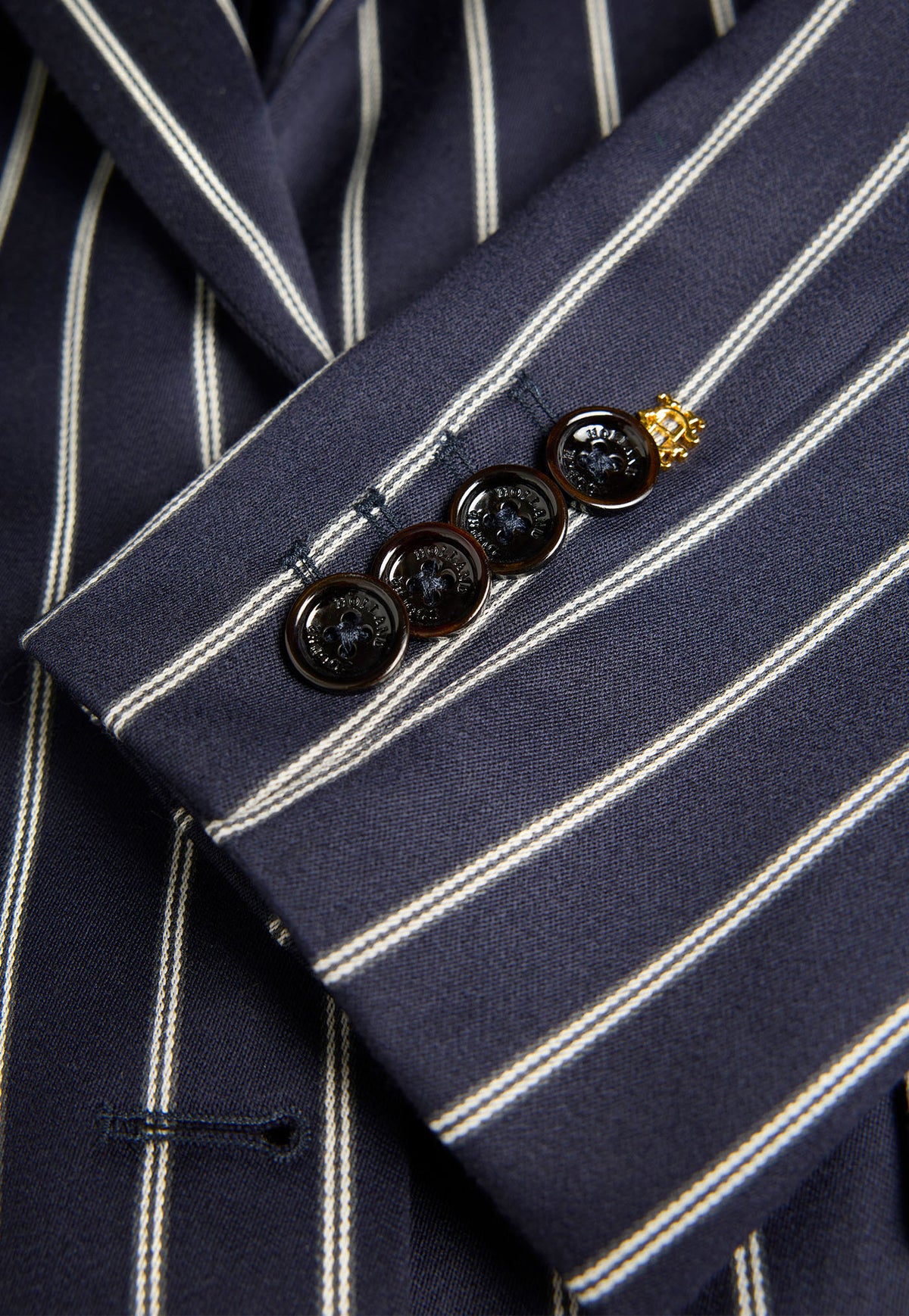 Single Breasted Belgravia Blazer - Ink Navy Wide Stripe