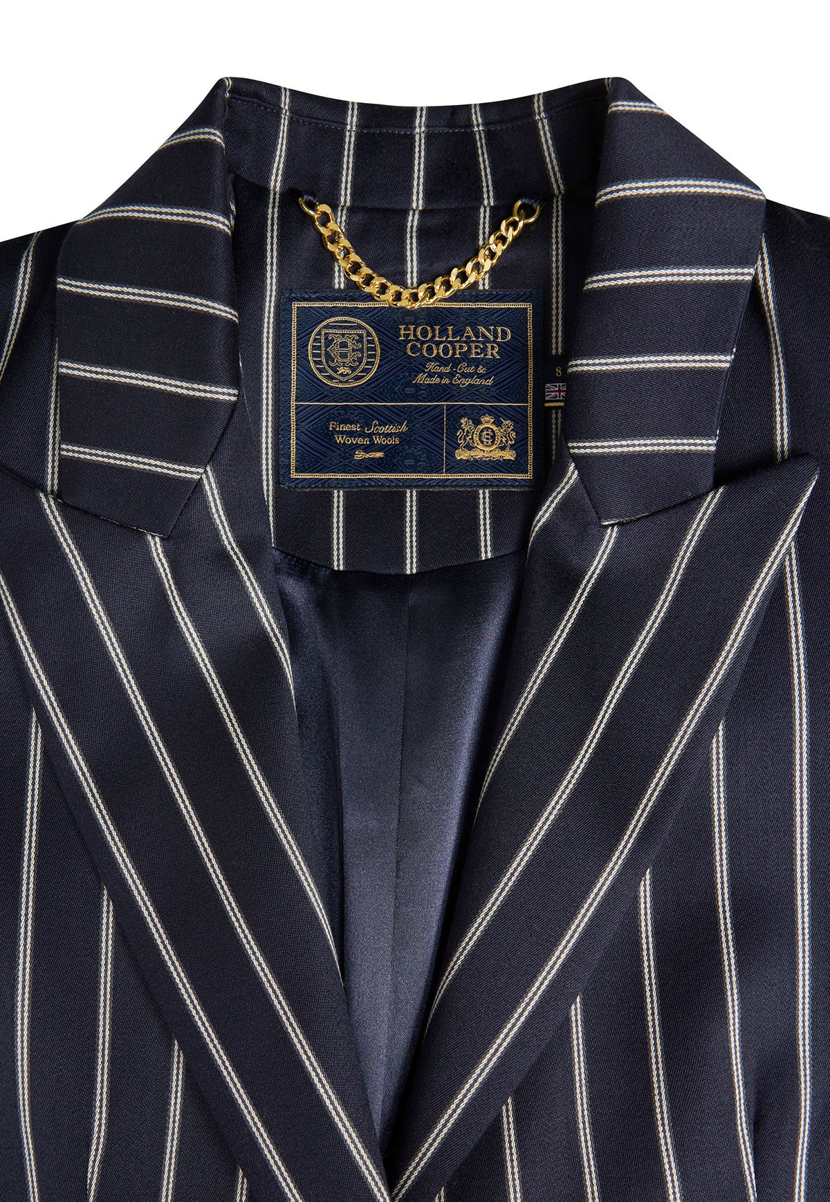 Single Breasted Belgravia Blazer - Ink Navy Wide Stripe