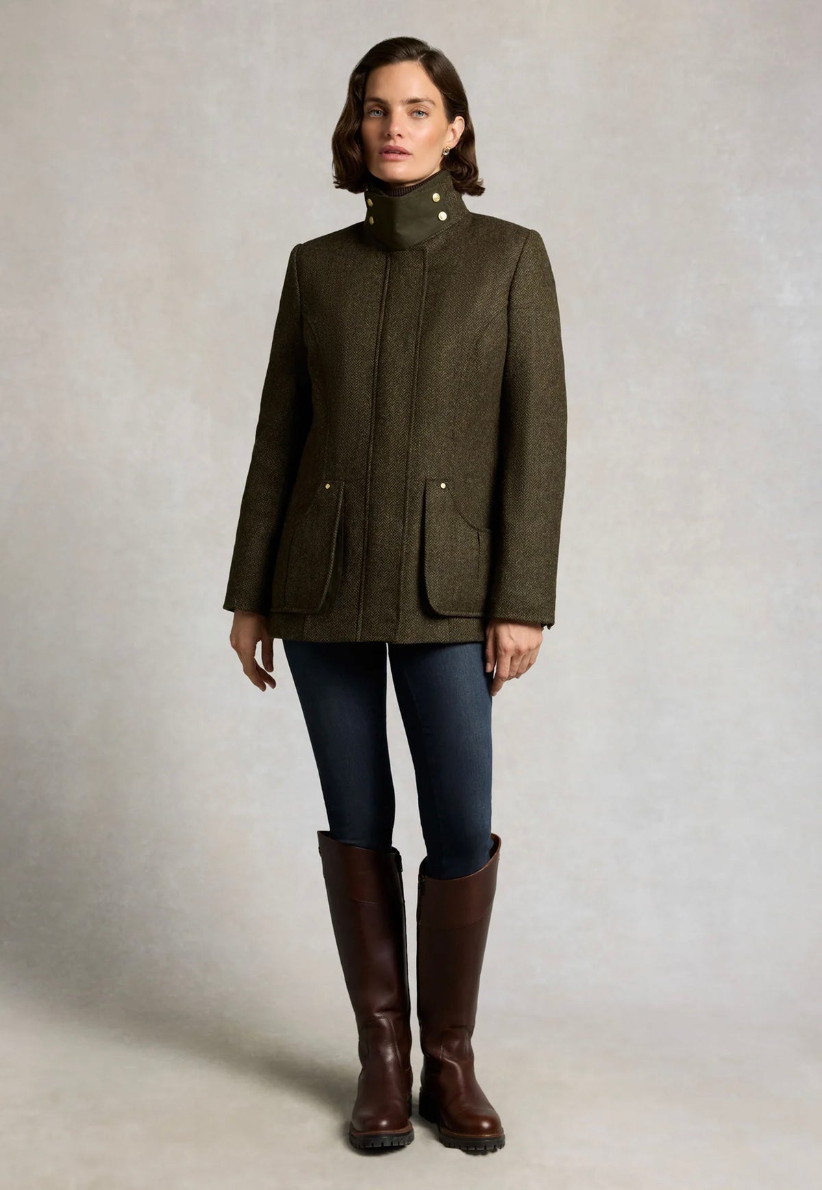 Country Classic Jacket - Dark Green Herringbone