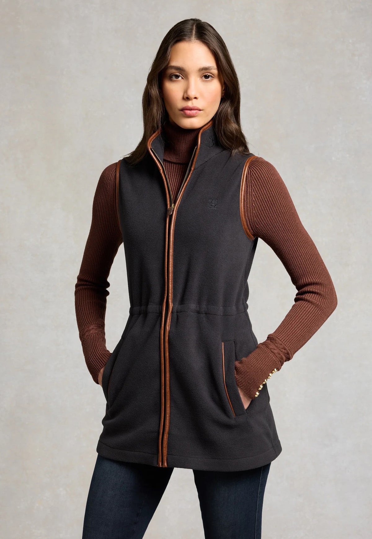 Country Longline Fleece Gilet - Ink Navy
